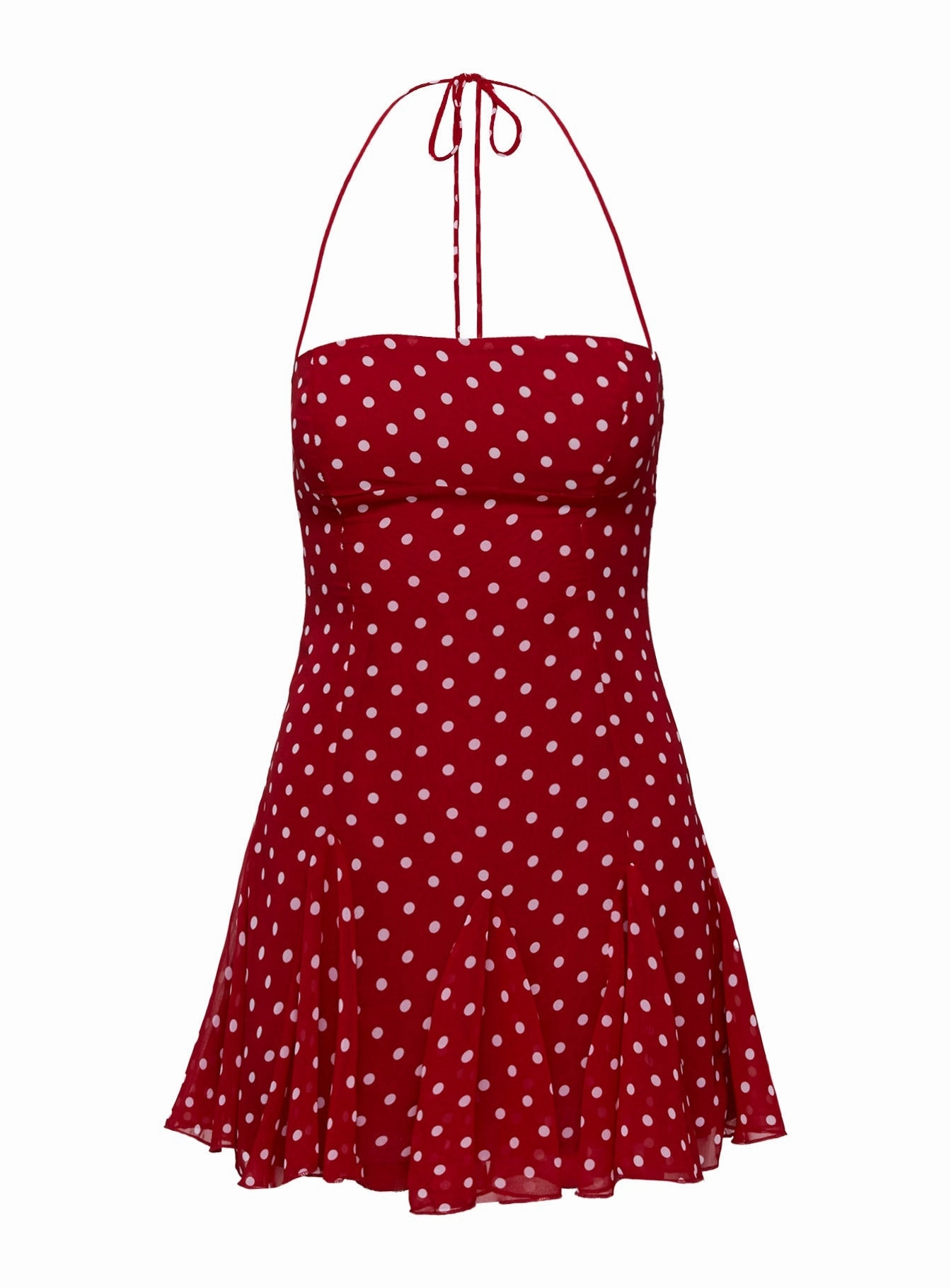 Delamere Mini Dress Red Polka Multi Season Contrast-Piping