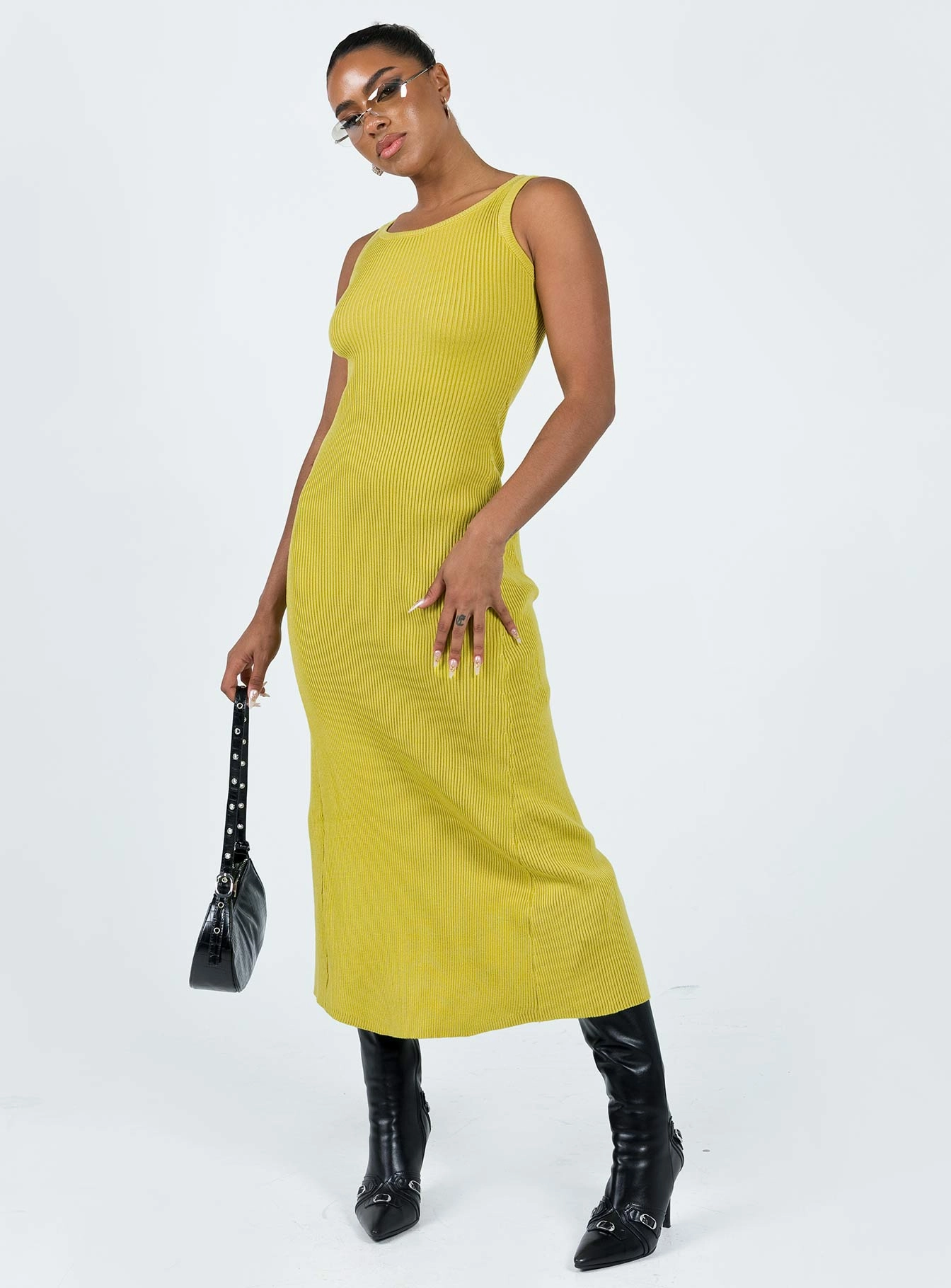 City Casual Crystal-Detail Thalma Midi Dress Lime
