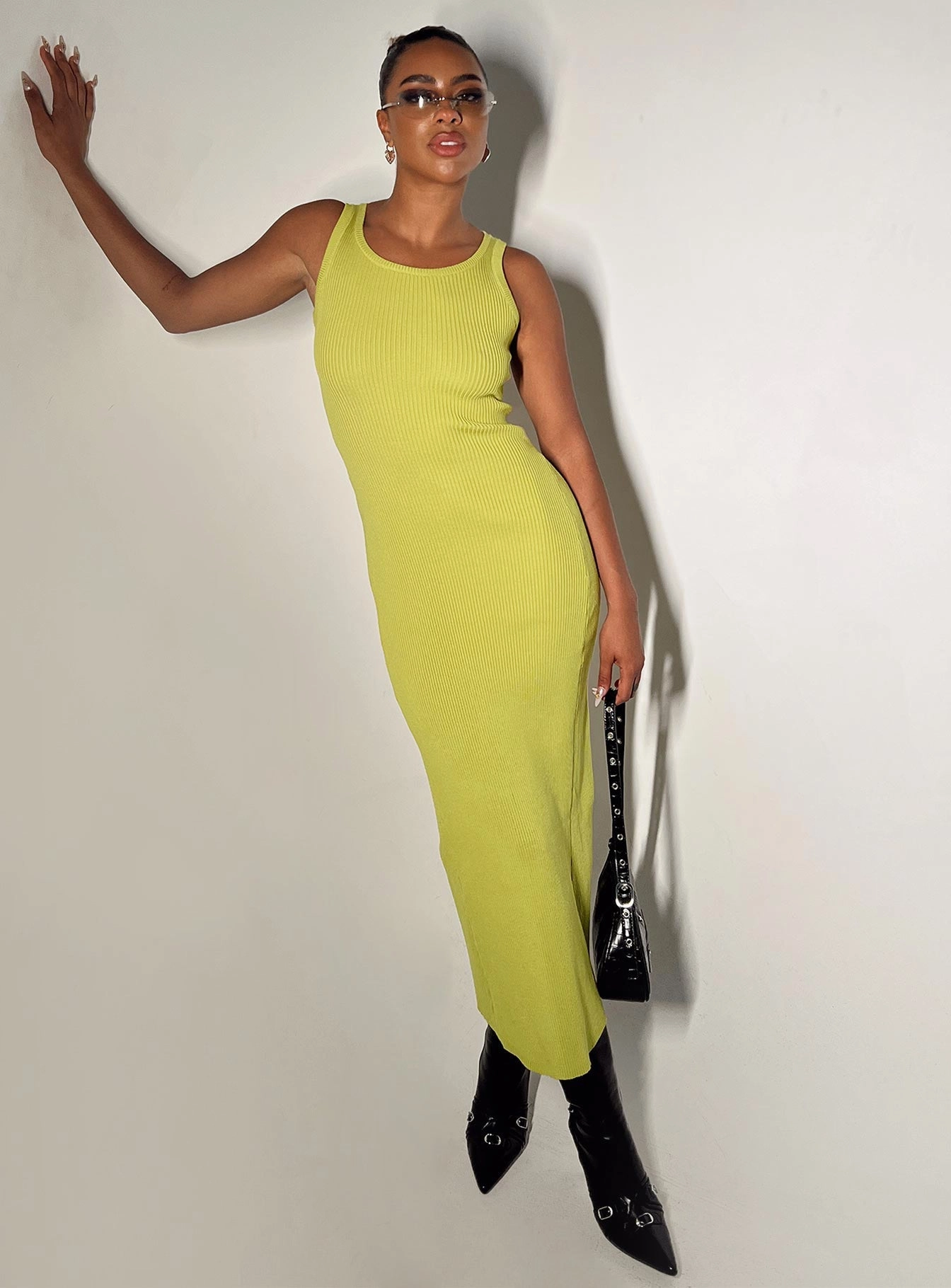soft elegance Thalma Midi Dress Lime