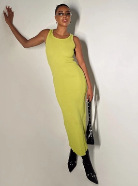 soft elegance Thalma Midi Dress Lime