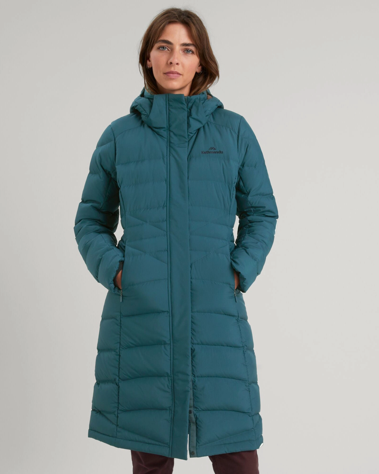Double Layered Sealed Seam Construction Women's Winterburn Down Parka Jacket - Deep Lagoon