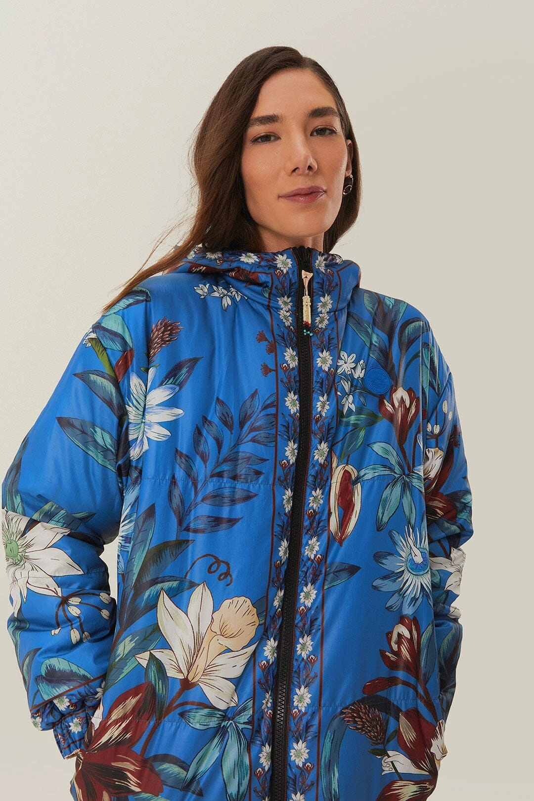 Reversible Cashew Mandala Puffer Jacket Seamless Shoulder Construction