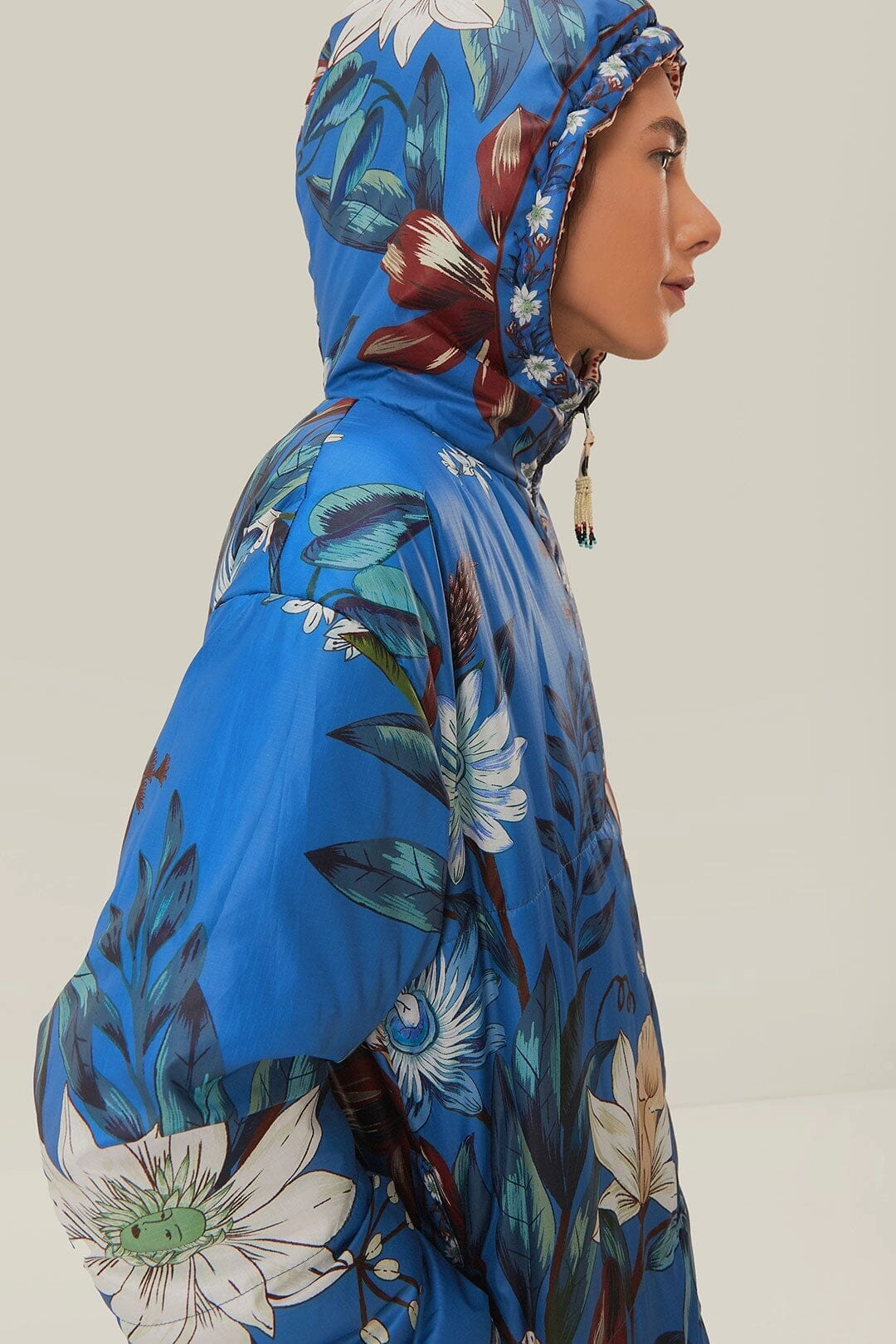 Reversible Cashew Mandala Puffer Jacket Adjustable Cuff Breathable Material