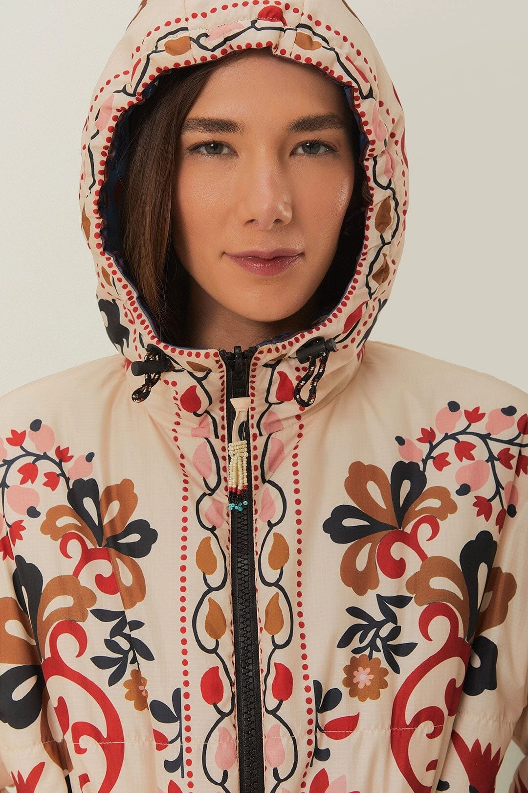 Four Way Stretch Reversible Cashew Mandala Puffer Jacket