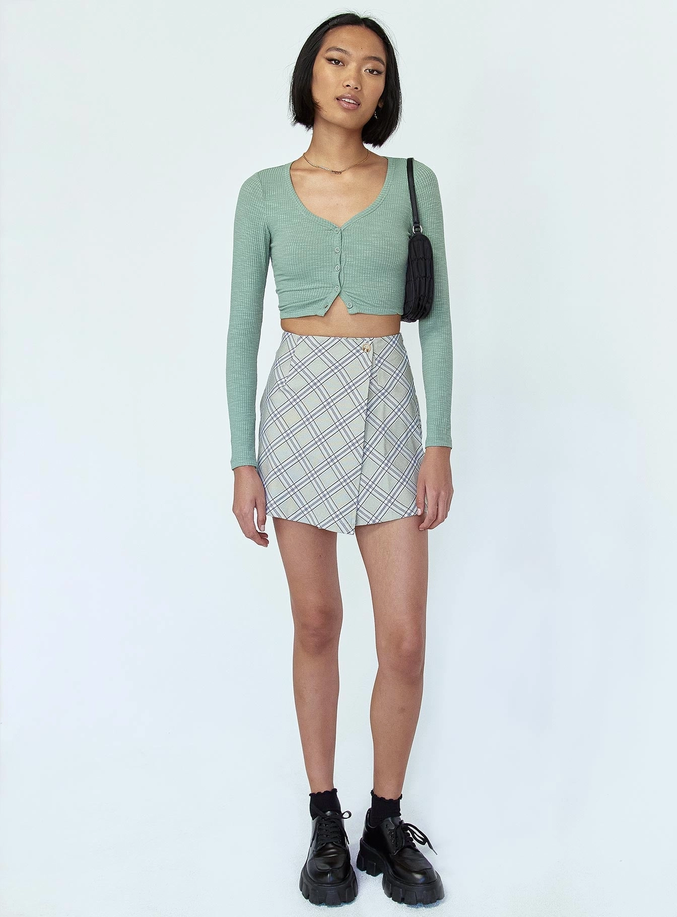 Ailisha Mini Skirt Green Emerging Designer Wrinkle Resistant