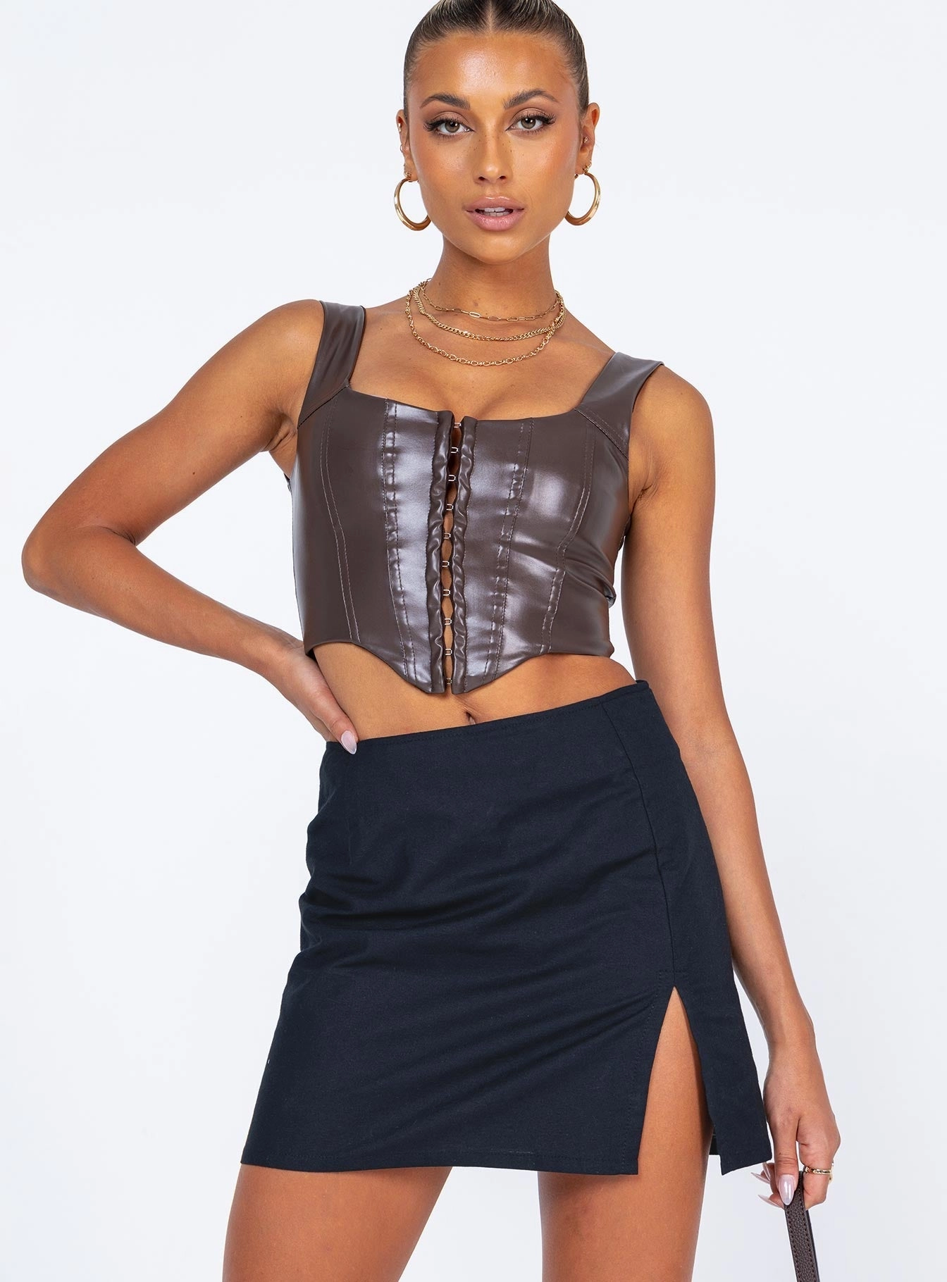 Motel Sheny Mini Skirt Black Cool Touch
