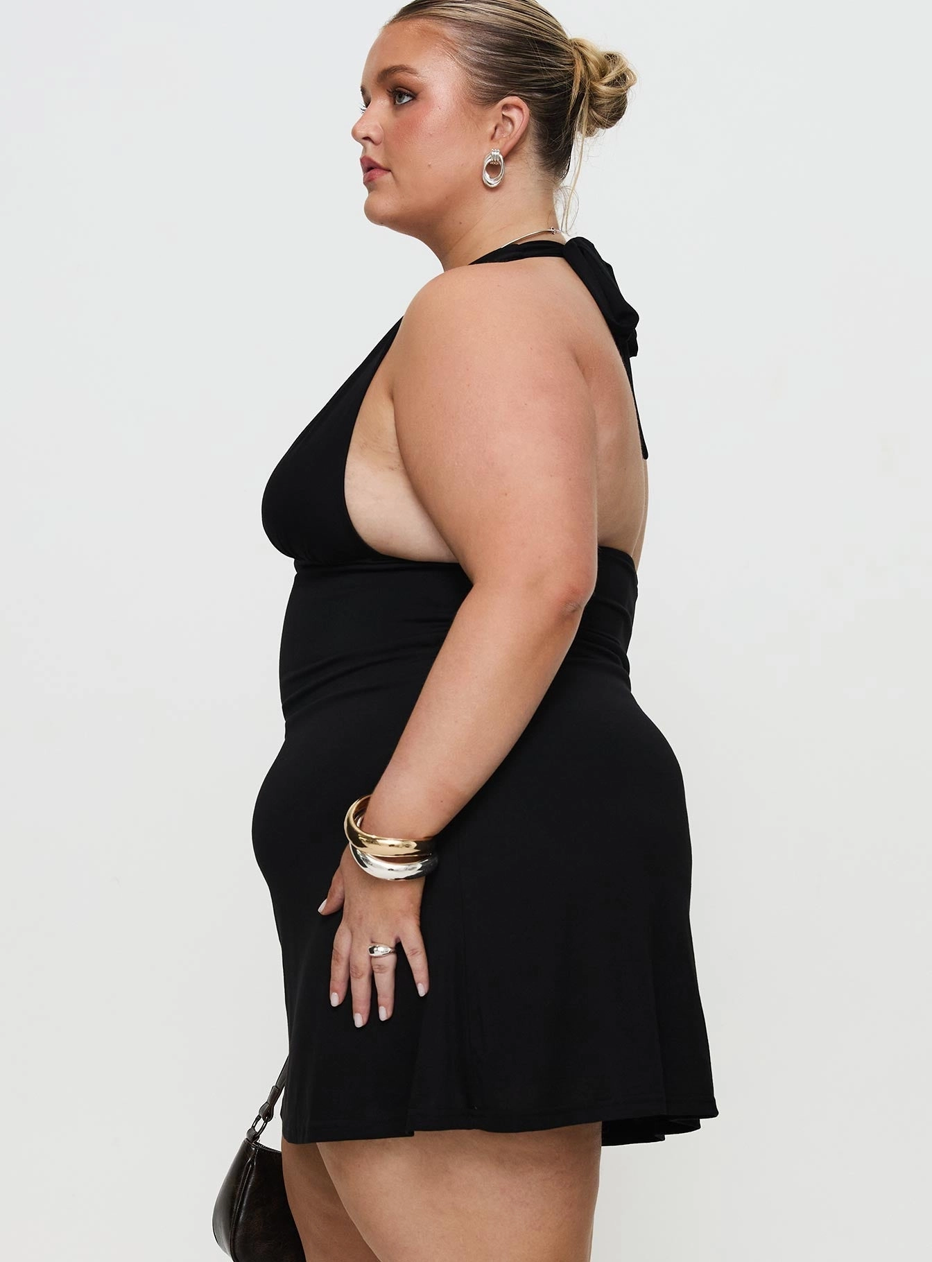 Festive Wear Tinisie Halter Mini Dress Black Curve
