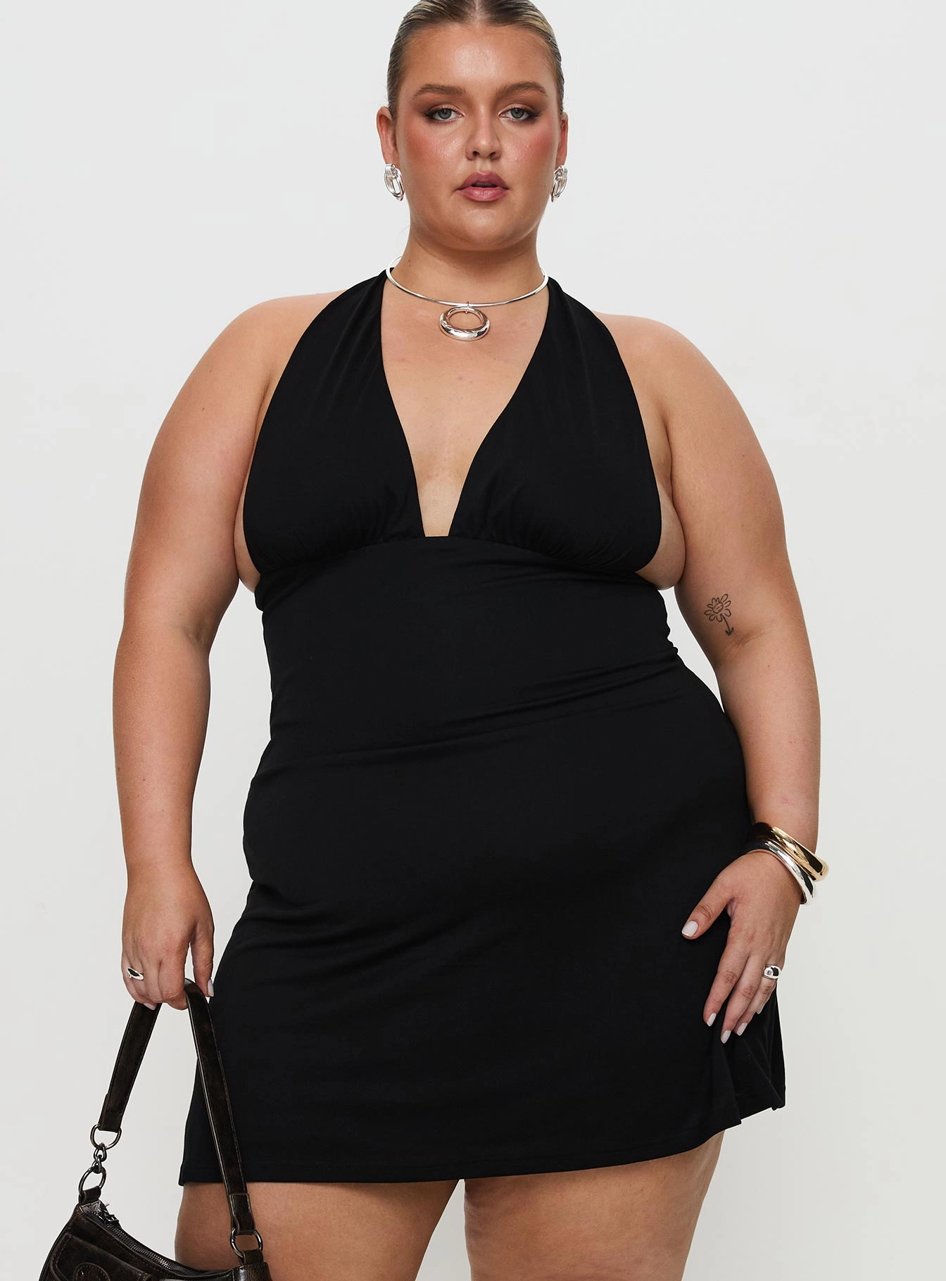 Skin-friendly Tinisie Halter Mini Dress Black Curve