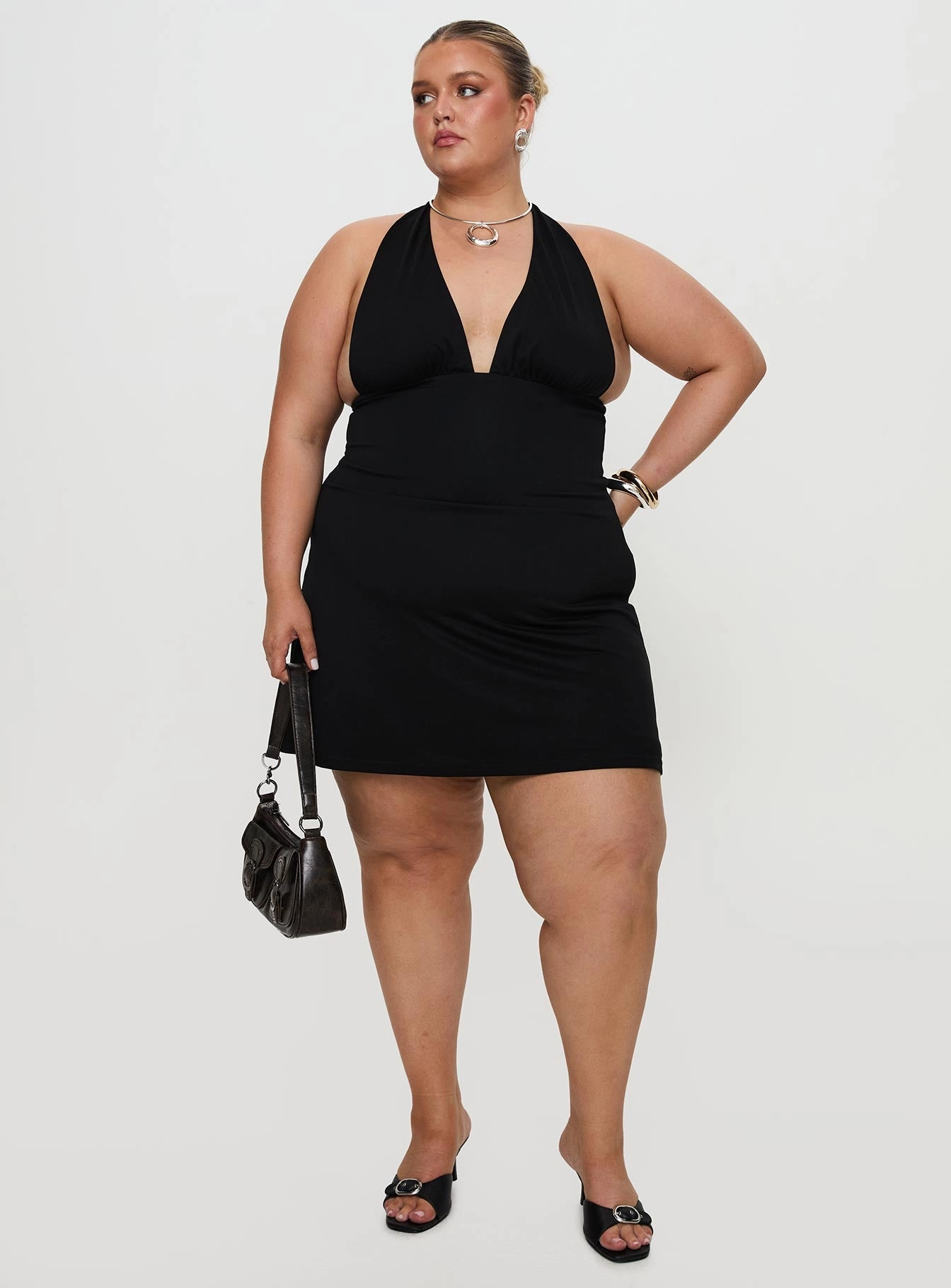 Tinisie Halter Mini Dress Black Curve Refined Cut New Mood