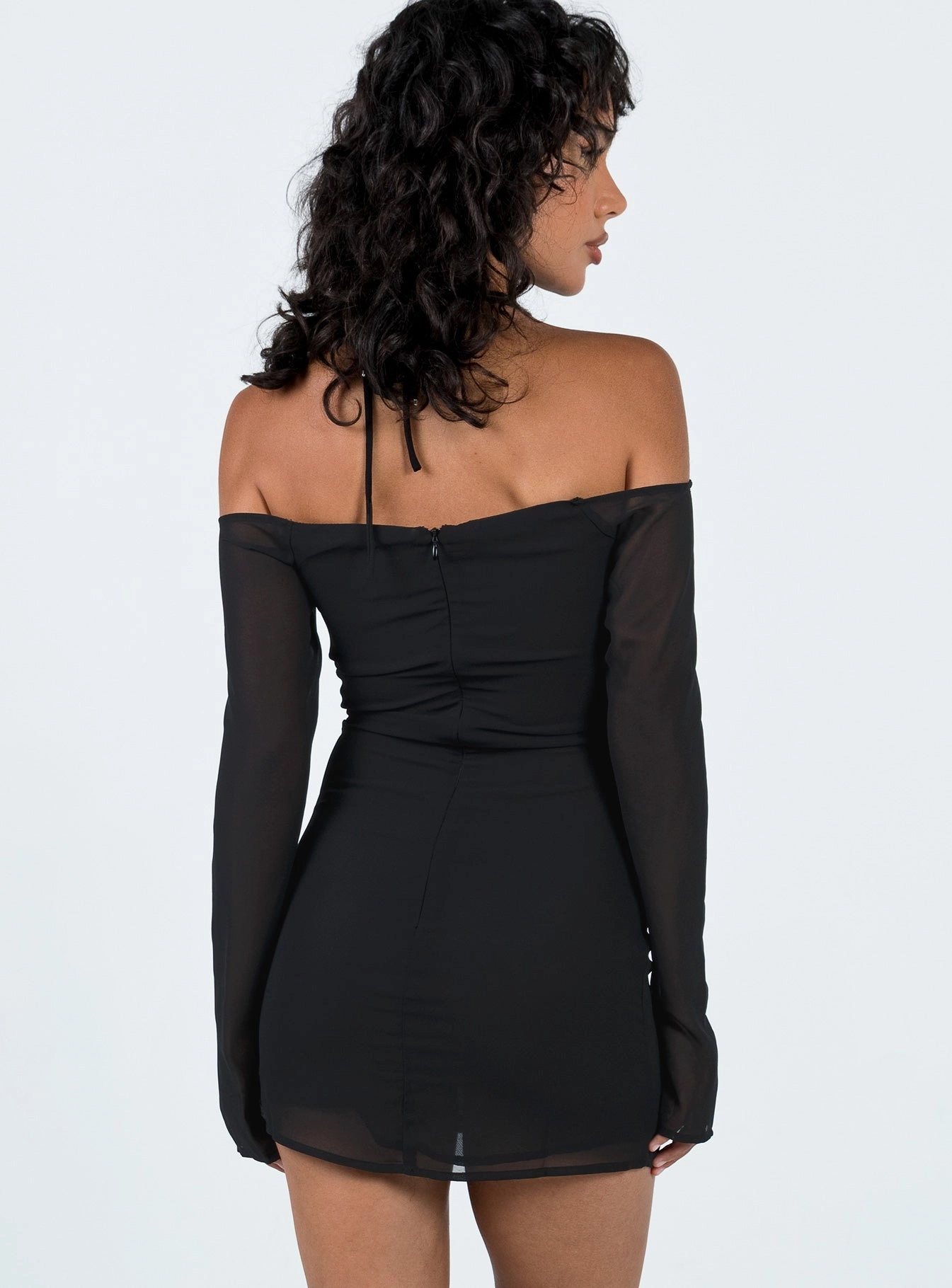 Tisha Off The Shoulder Mini Dress Black breathable-mesh Airy Feel
