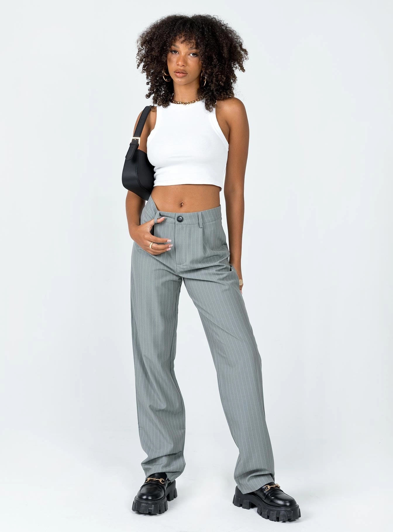 Titius Pant Grey Pinstripe All Day Use Athletic Flex Wear