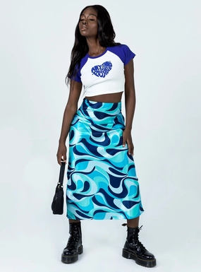 Lightweight texture Comfort Mood Tobin Maxi Skirt Blue