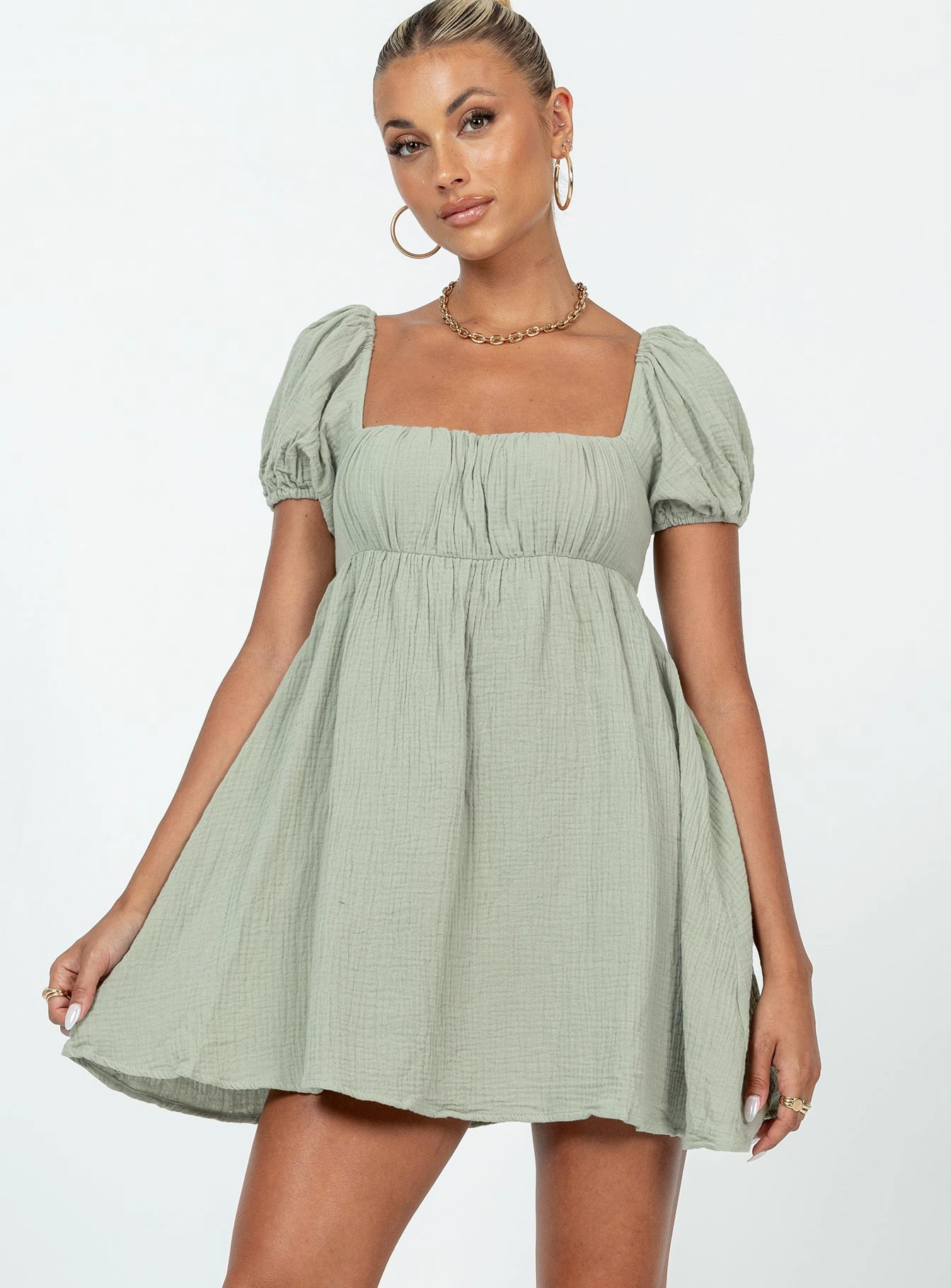 Summer Ease Timeless Comfort Let's Dance Mini Dress Sage