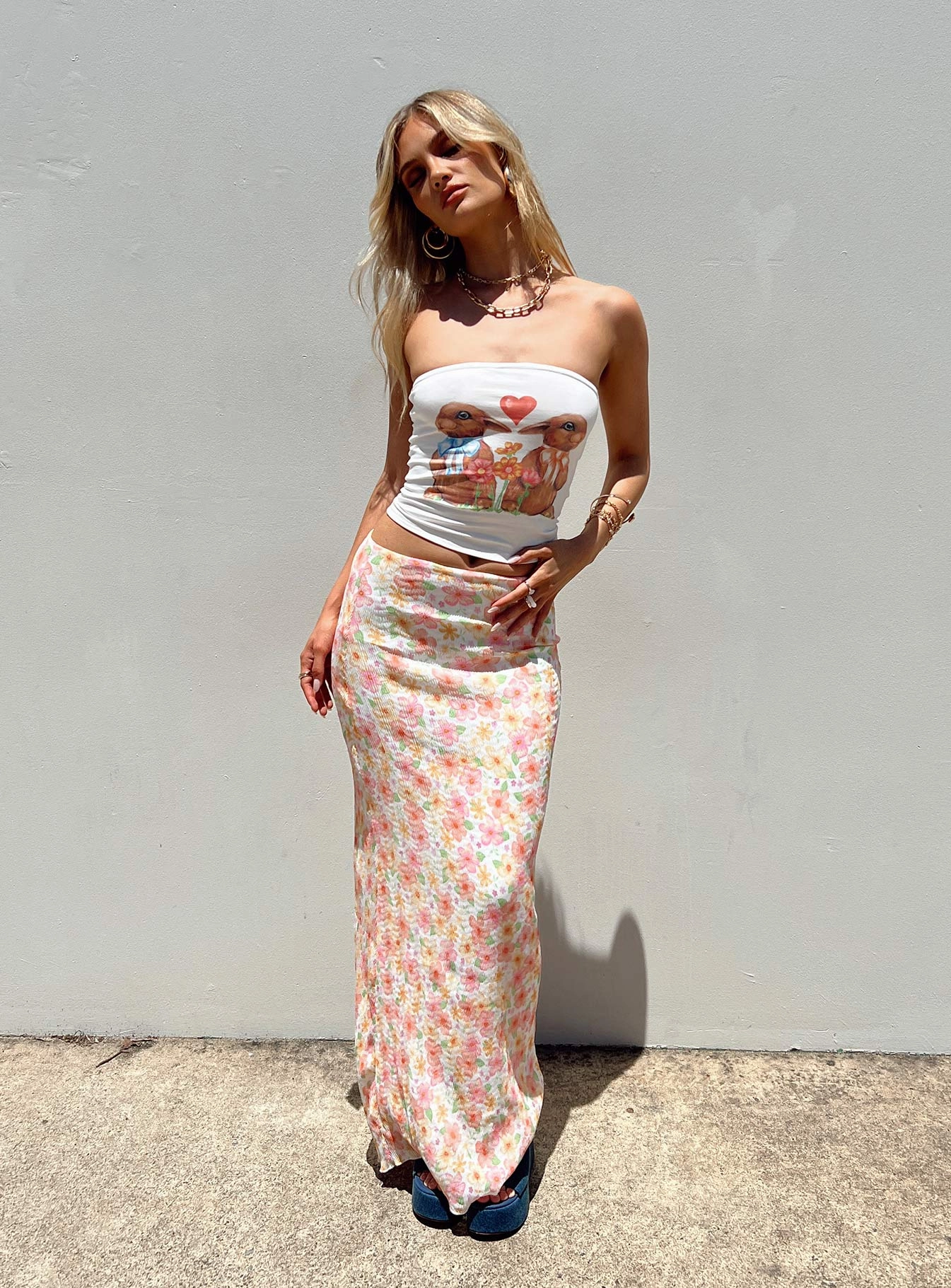 Tiarna Maxi Skirt White Natural Look Cultural Heritage