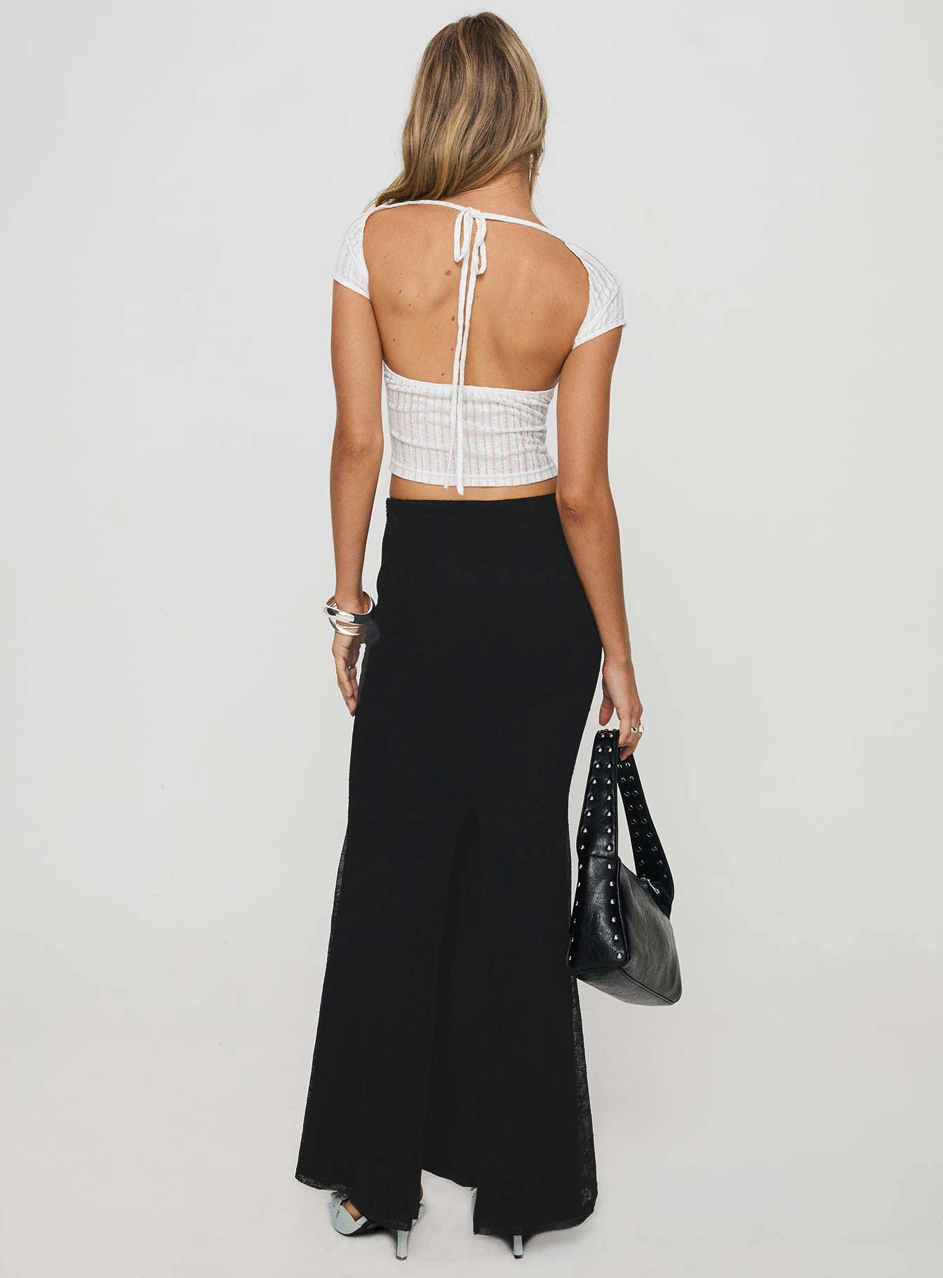 tech fabric Beach Day Topping Maxi Skirt Black Petite