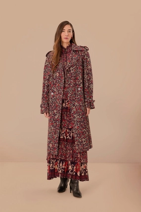 ReinforcedElasticHem Thermo Regulating Fabric Purple Chelsea Garden Cotton Eyelet Trench Coat