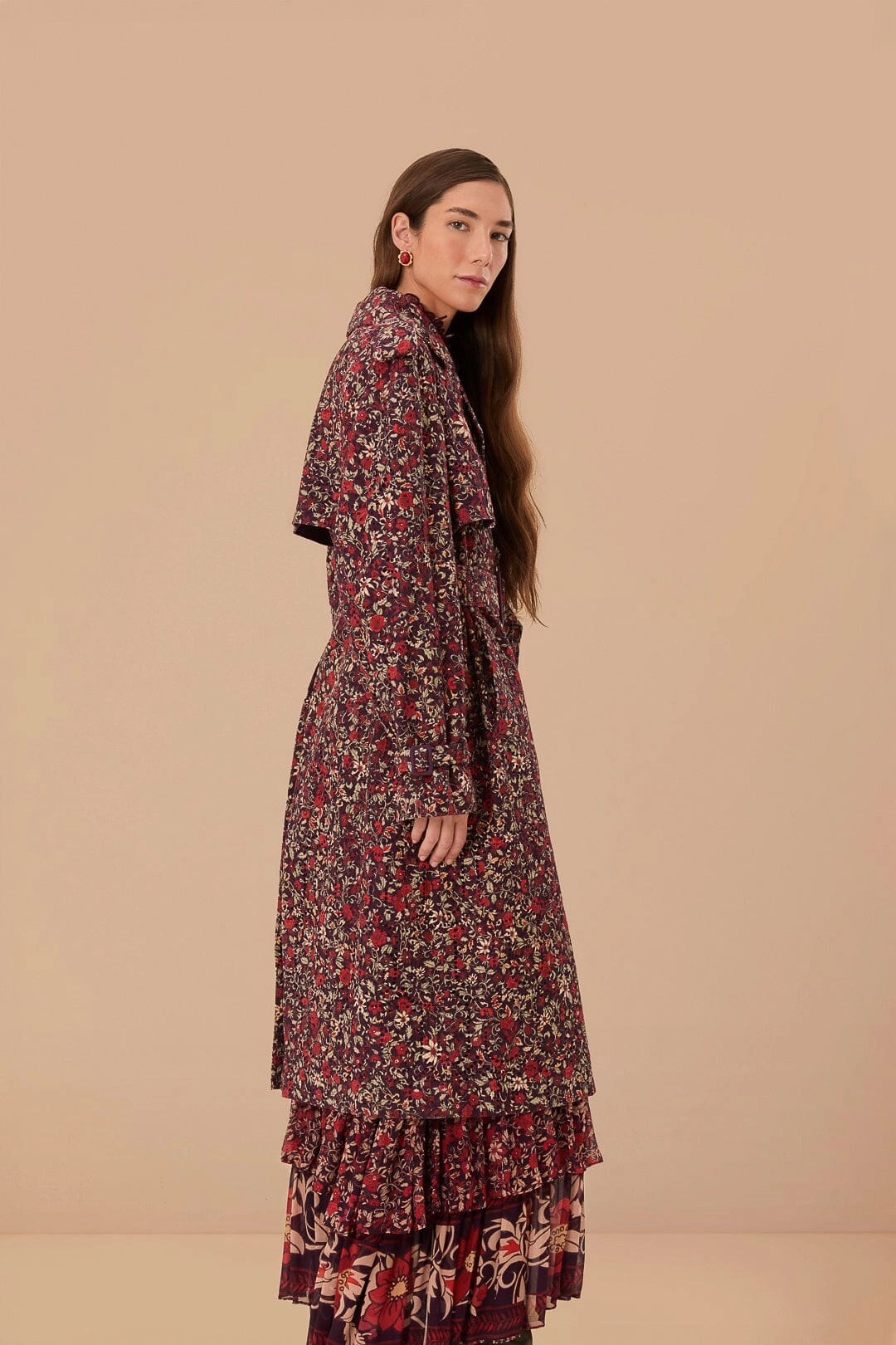 Tactical Wear Purple Chelsea Garden Cotton Eyelet Trench Coat
