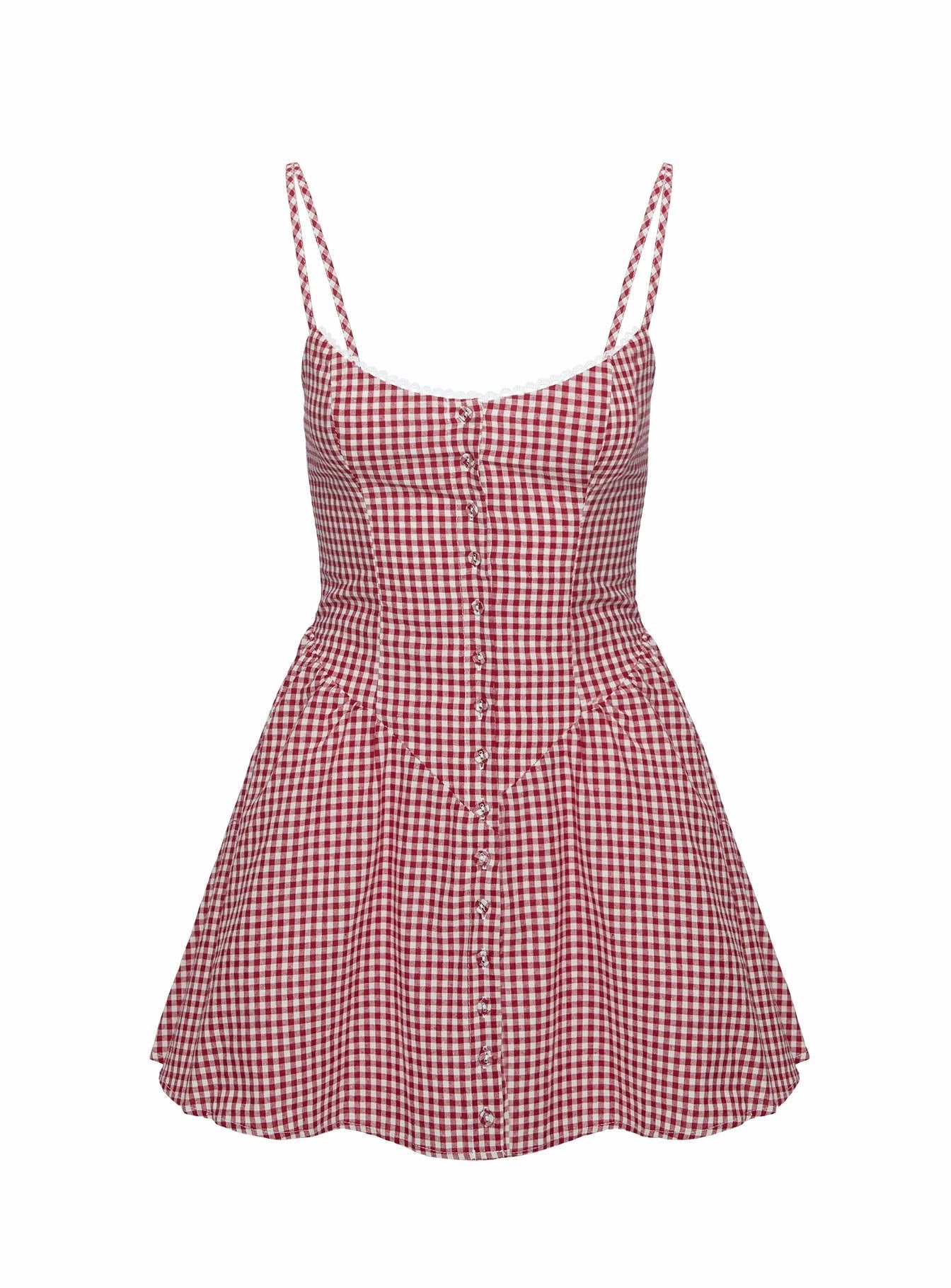 Minimal Motion WaterRepellentCoating Toulouse Mini Dress Red Gingham