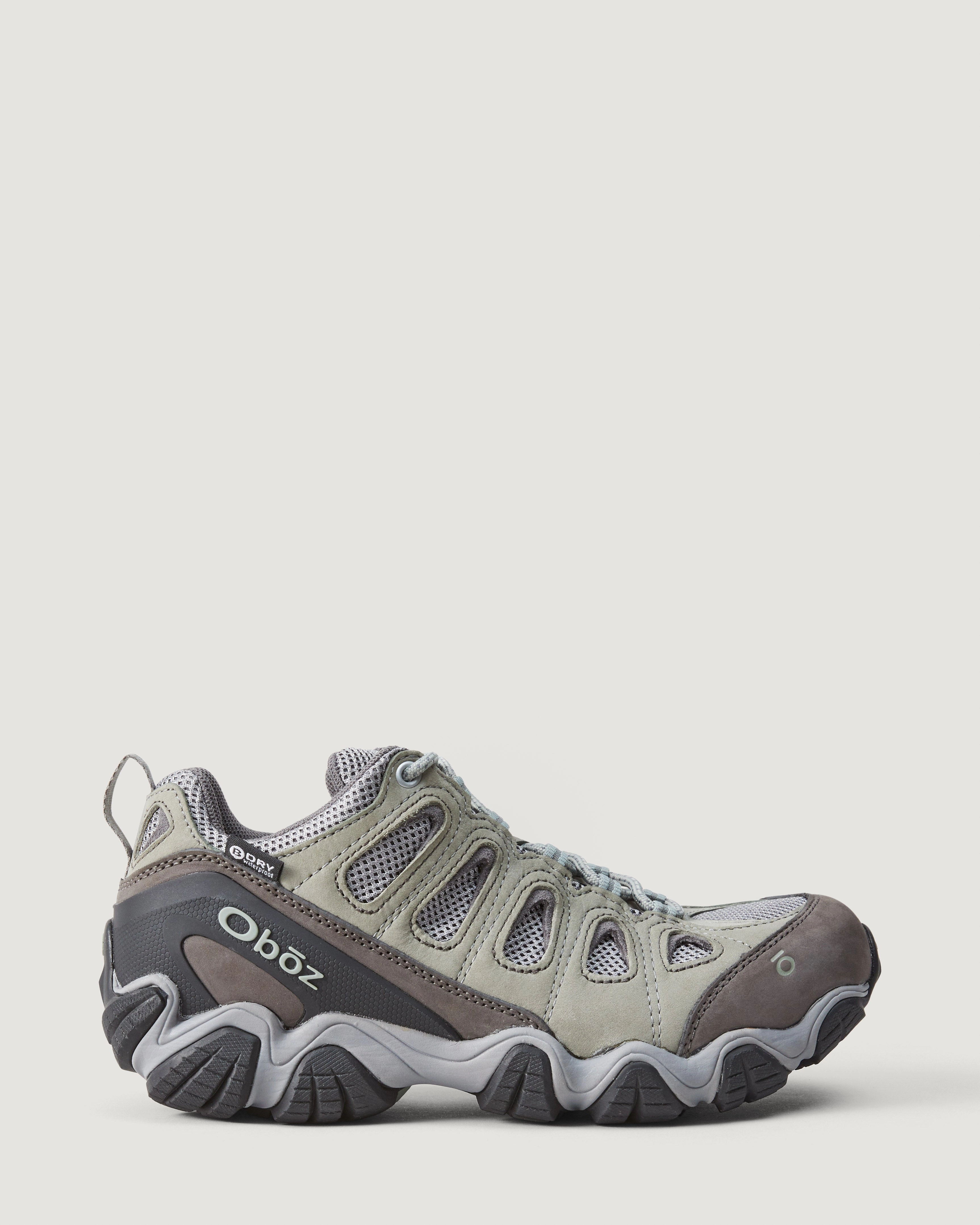 Women's Oboz Sawtooth II Low Waterproof Hiking Shoes - Frost Gray/Sage Breathable mesh Weekend Trek