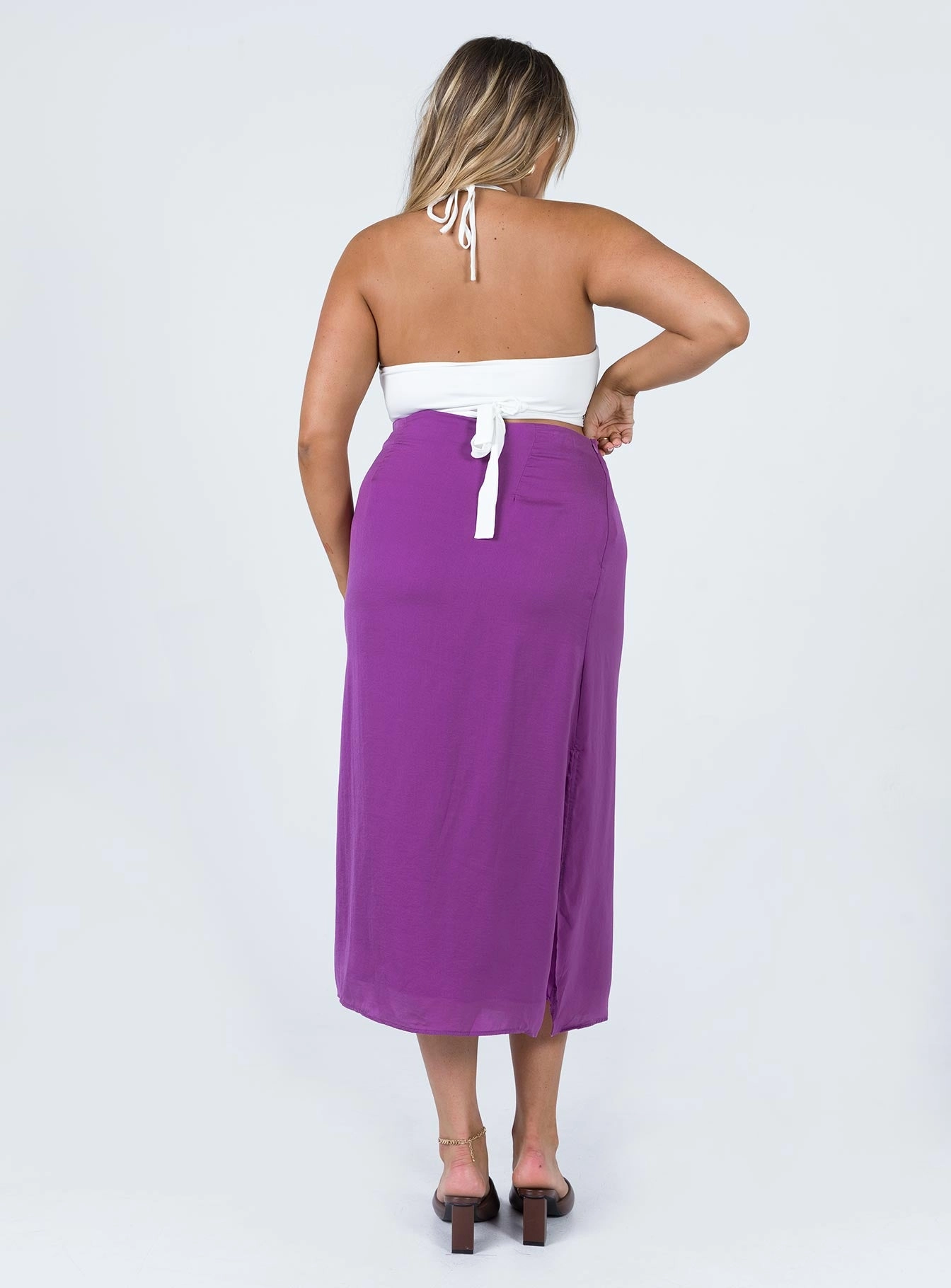 Dezi Satin Midi Skirt Purple Style Fusion
