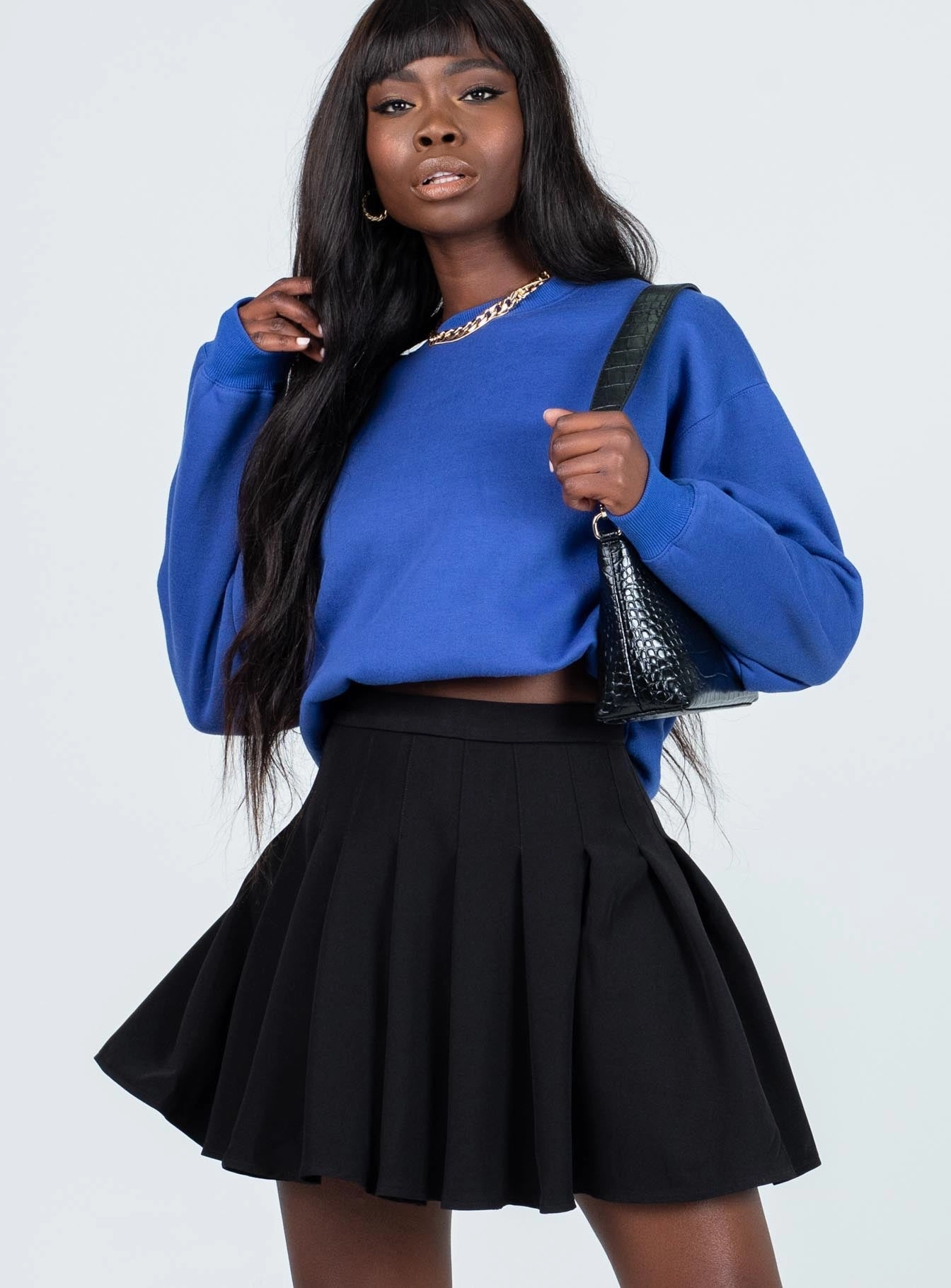 Hidden Zipper Lucid Mini Skirt Black