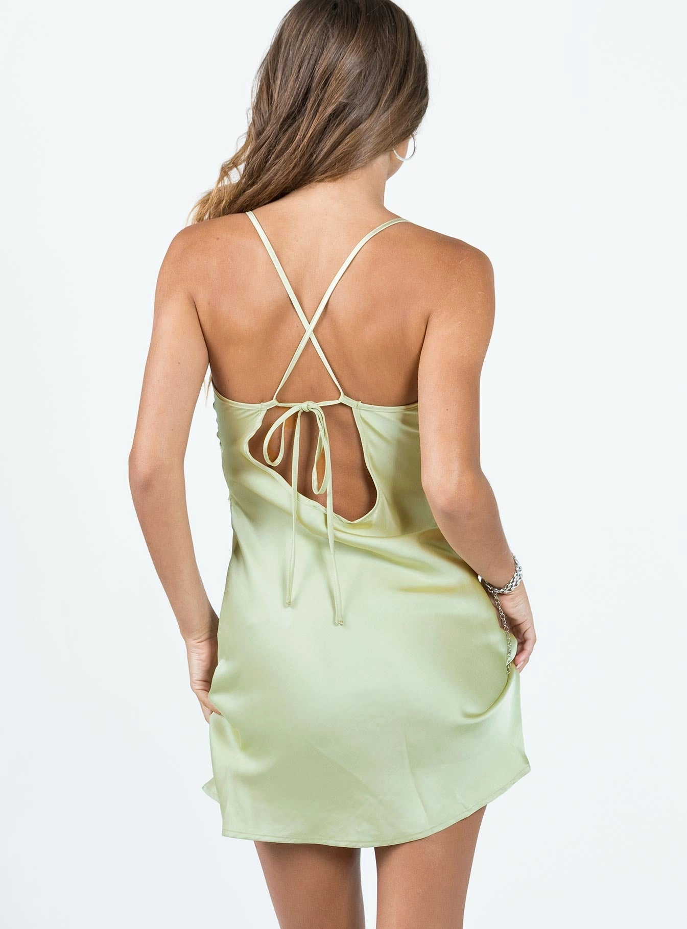 Treasure Mini Dress Sage ruffle trim Stain-Resistant