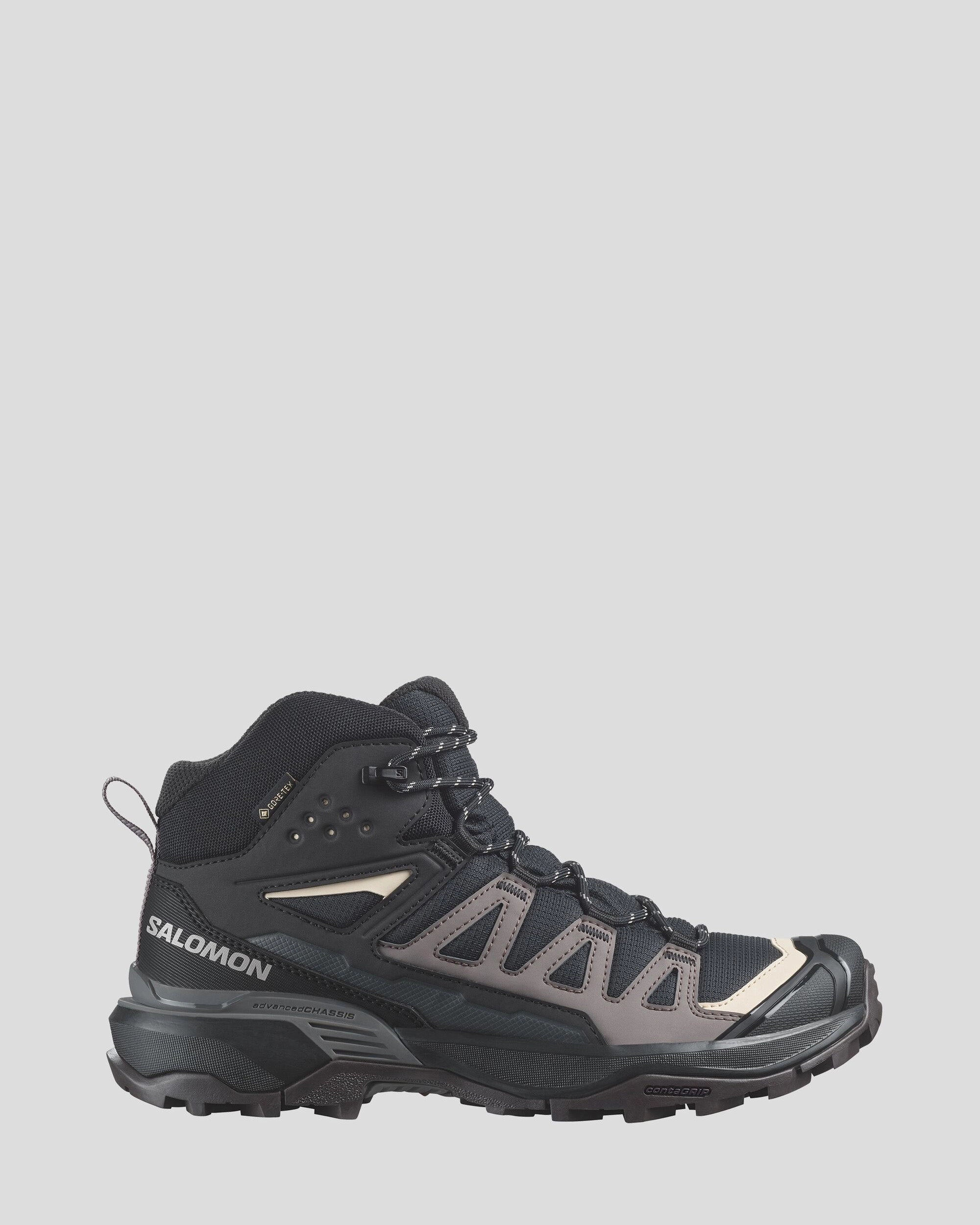 Salomon X Ultra 360 Mid GTX Women's Hiking Boots - Black/Plum Kitten/Shale Wild Explorer Resistant Materials