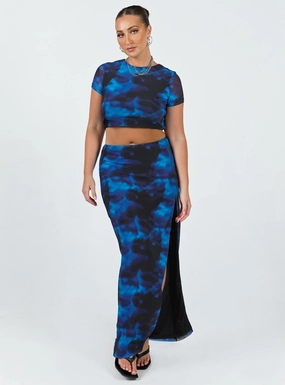 Rosie Mesh Set Blue Multi Calm Mood Neat Look
