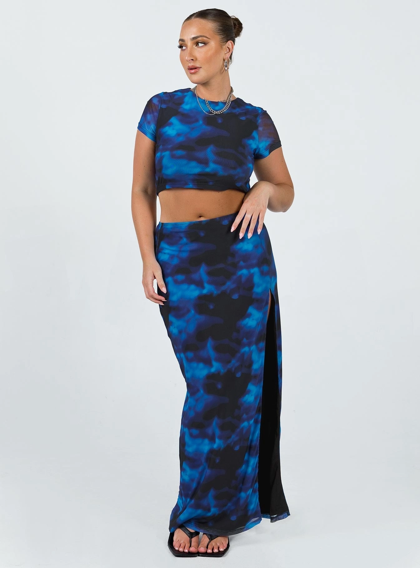 Rosie Mesh Set Blue Multi Celebrity Style