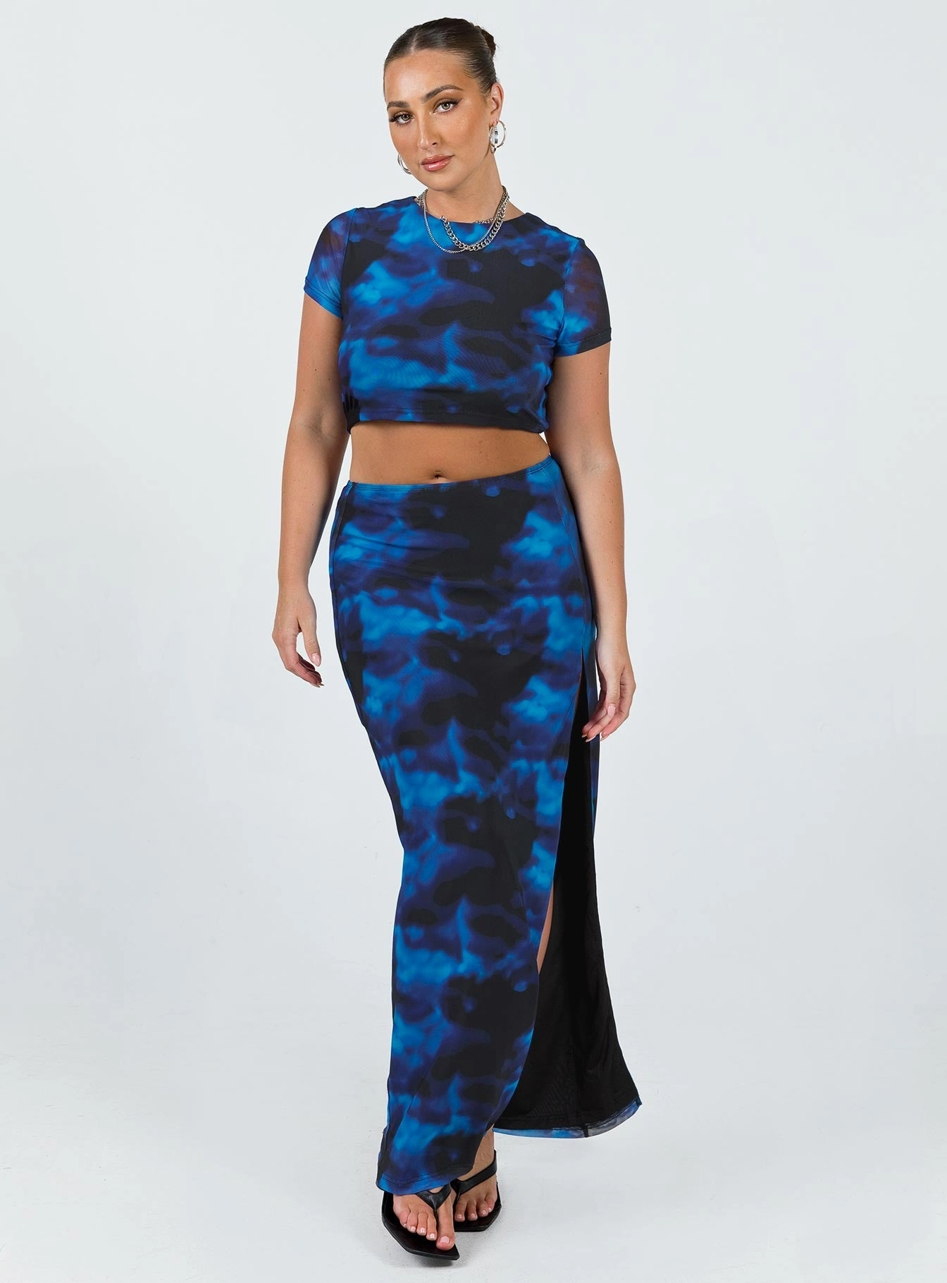 Rosie Mesh Set Blue Multi Calm Mood Neat Look