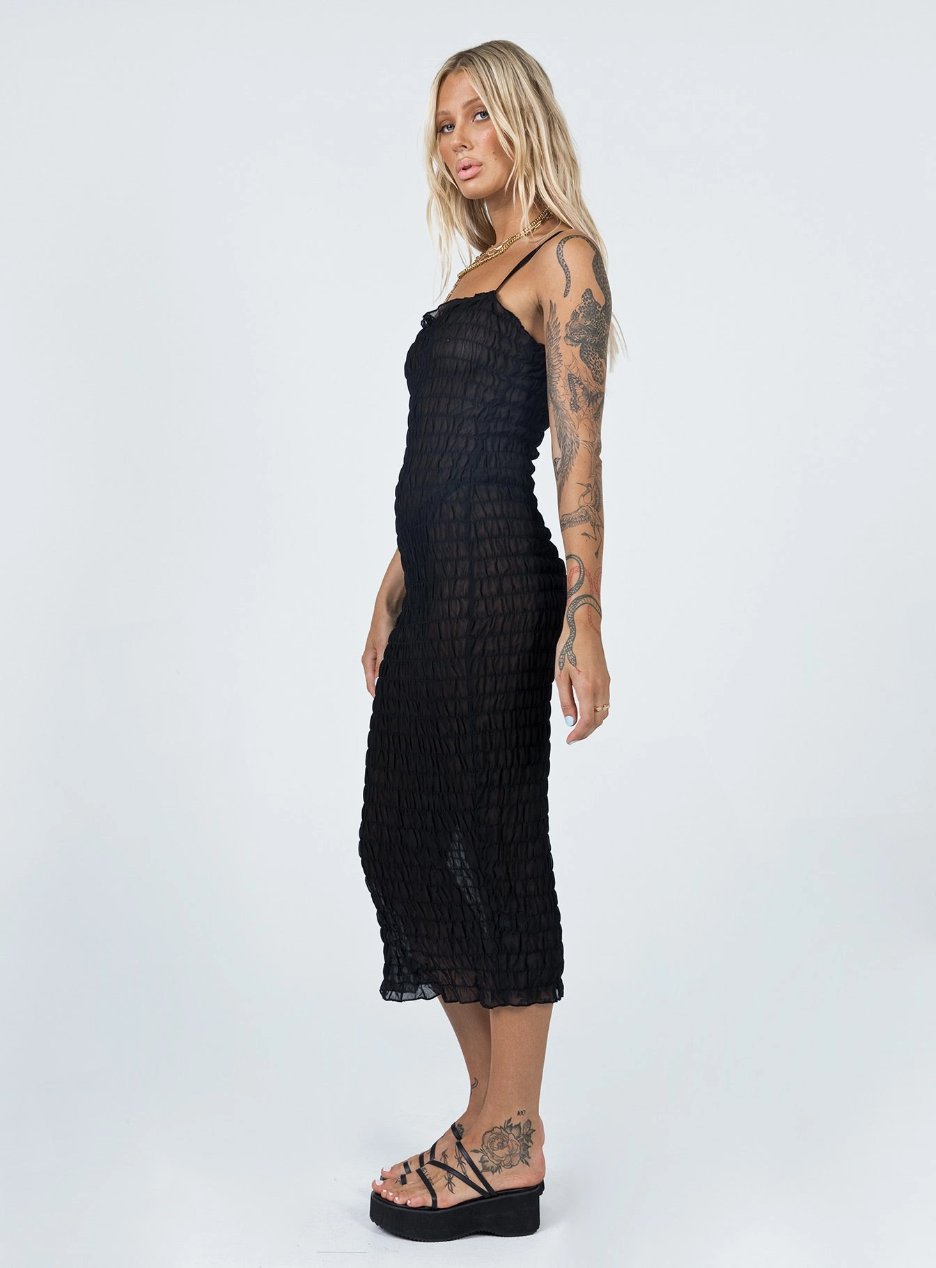 Charmed Midi Dress Black Comfortable Fashion Neutral Look