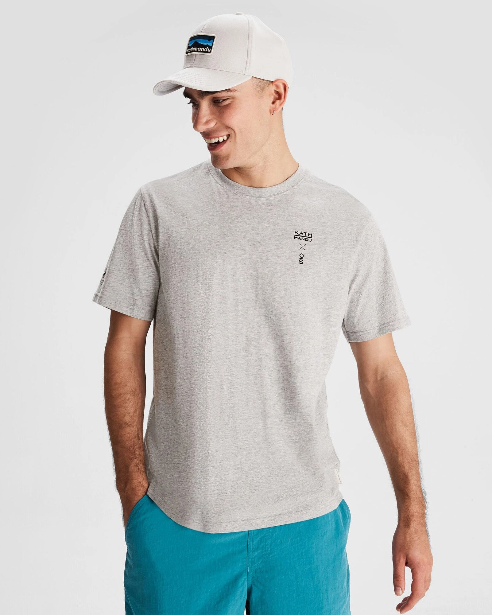 Cotton Blend Men's O.Smither Lines Organic Cotton T-shirt - Light Grey Marle