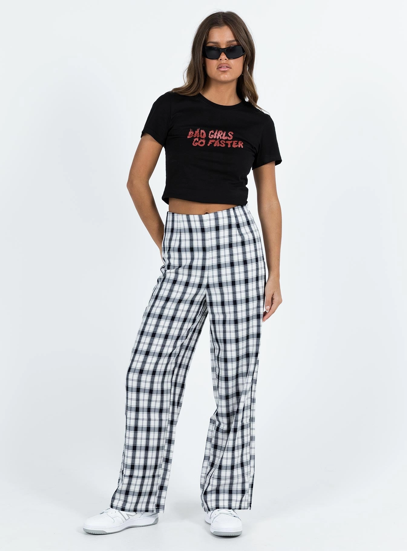 Euros Pants Black/White Flexible Fit Smooth Texture