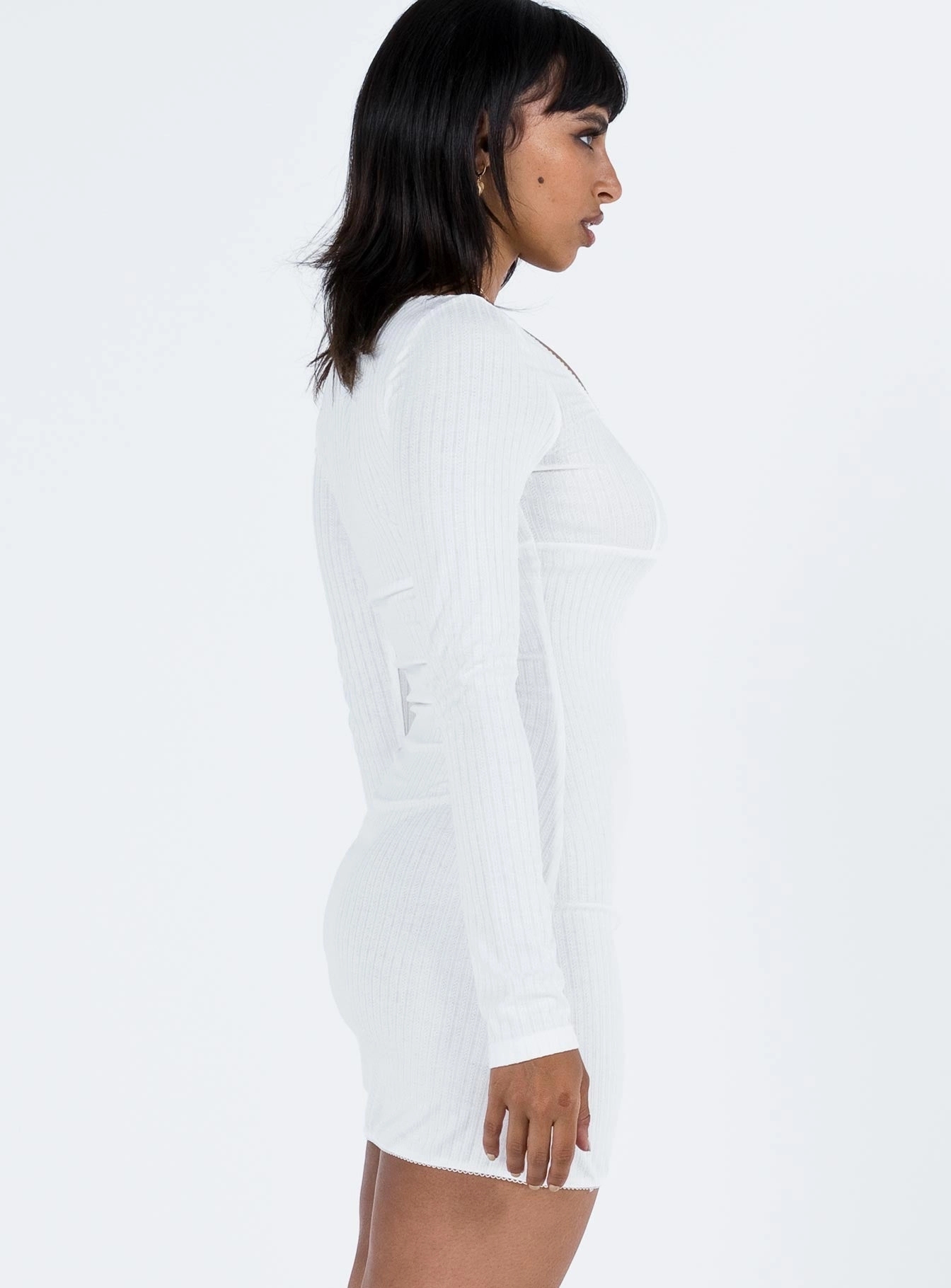 Fashion Daily Jewel Tones Millard Long Sleeve Mini Dress White