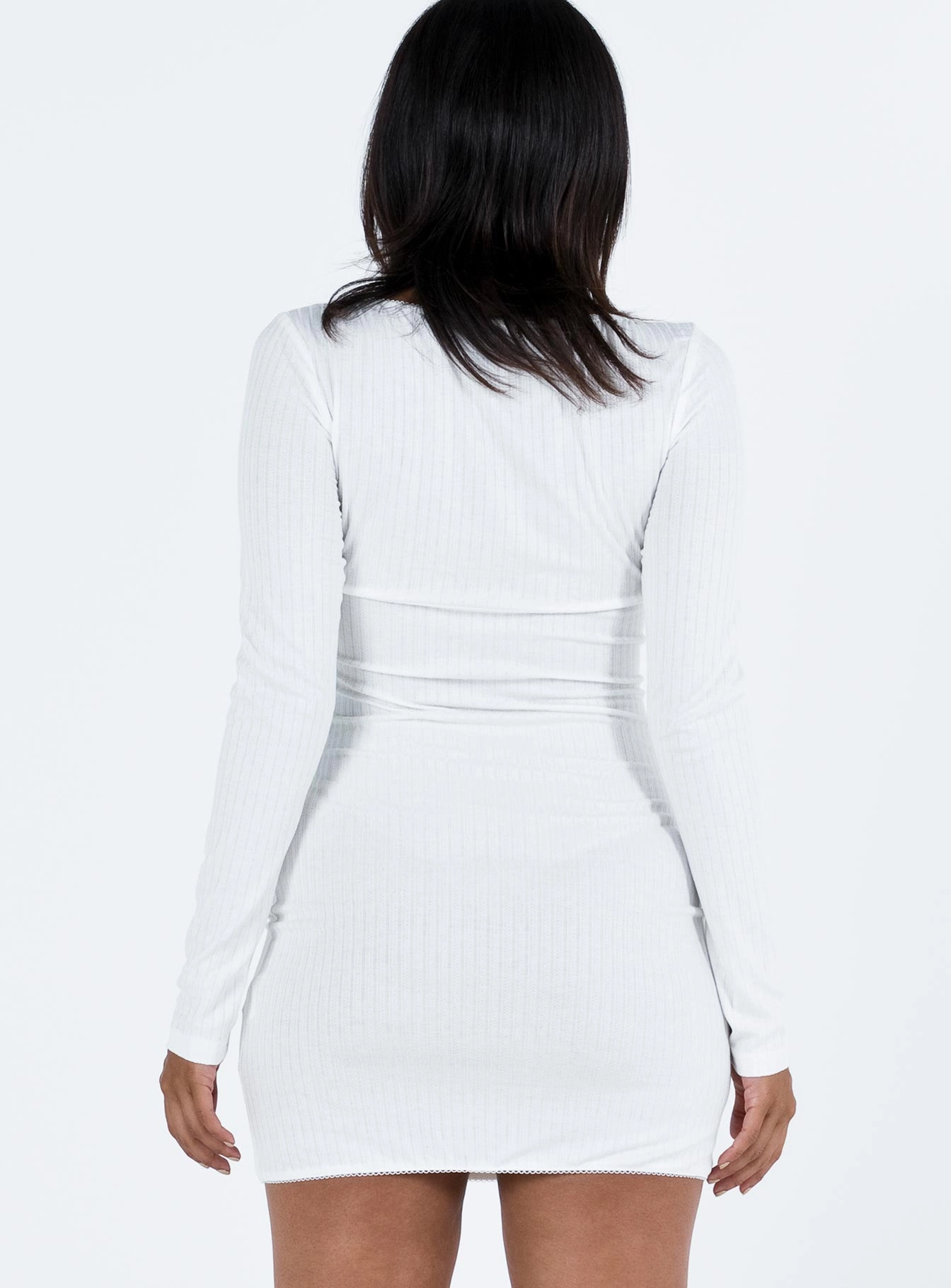 City Flow Stylish Look Millard Long Sleeve Mini Dress White