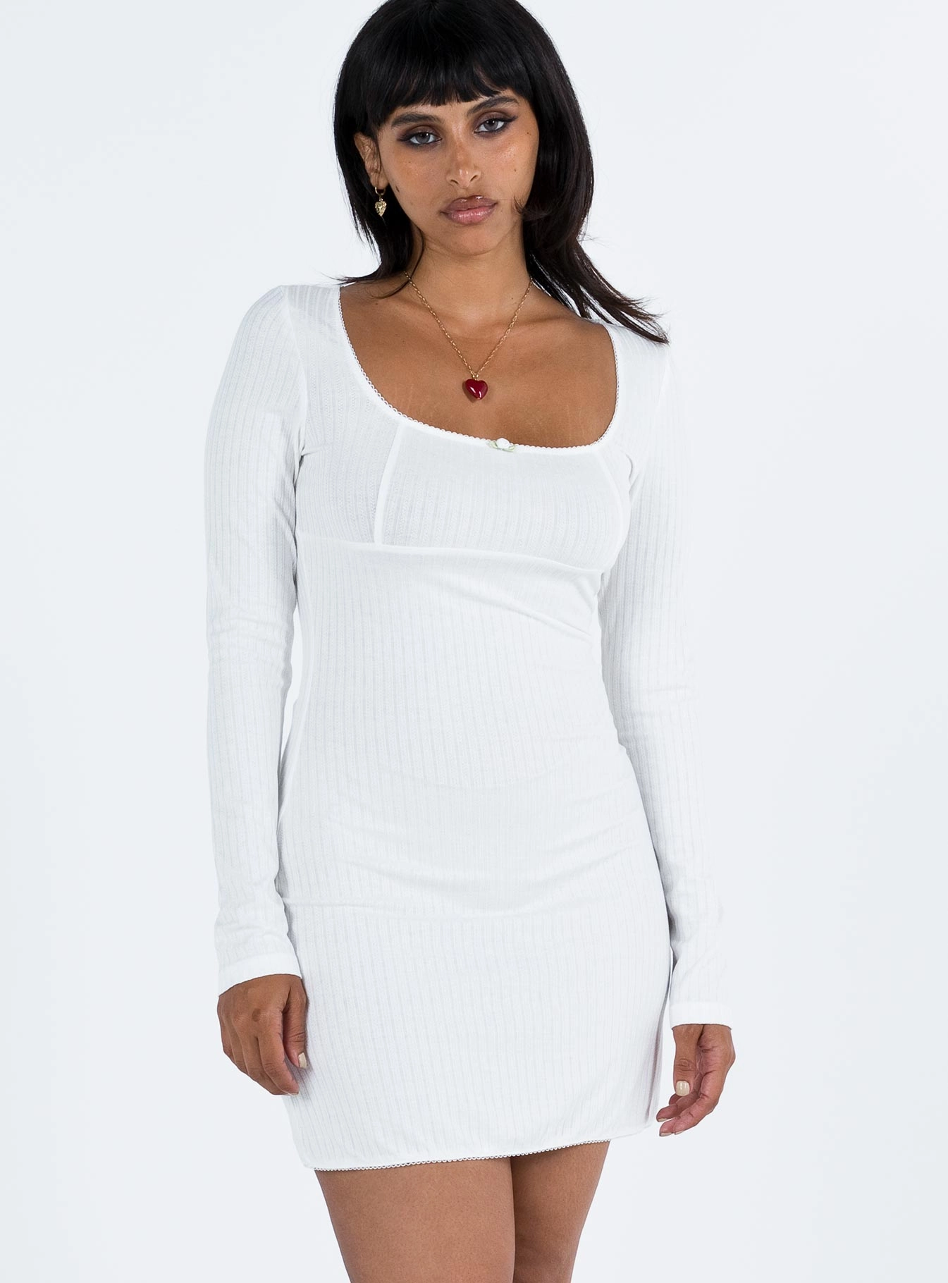 Millard Long Sleeve Mini Dress White Handmade Natural Flow