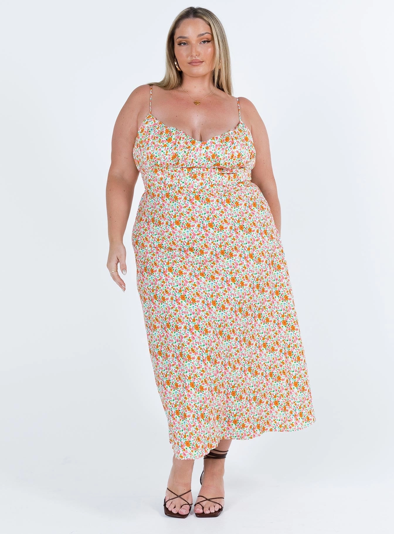 Amara Floral Midi Dress Multi Curve Fit Clean