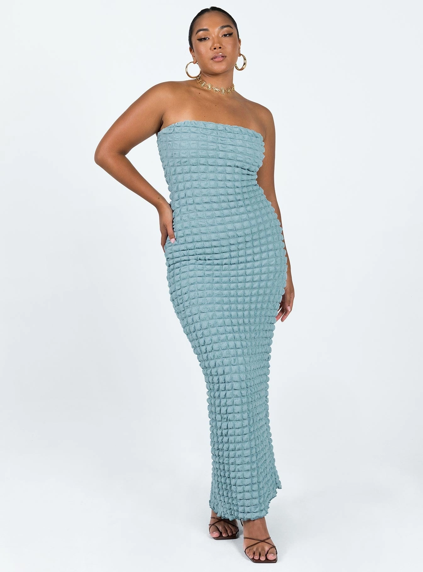 Tall Girl Clean Touch Kendrick Strapless Maxi Dress Blue