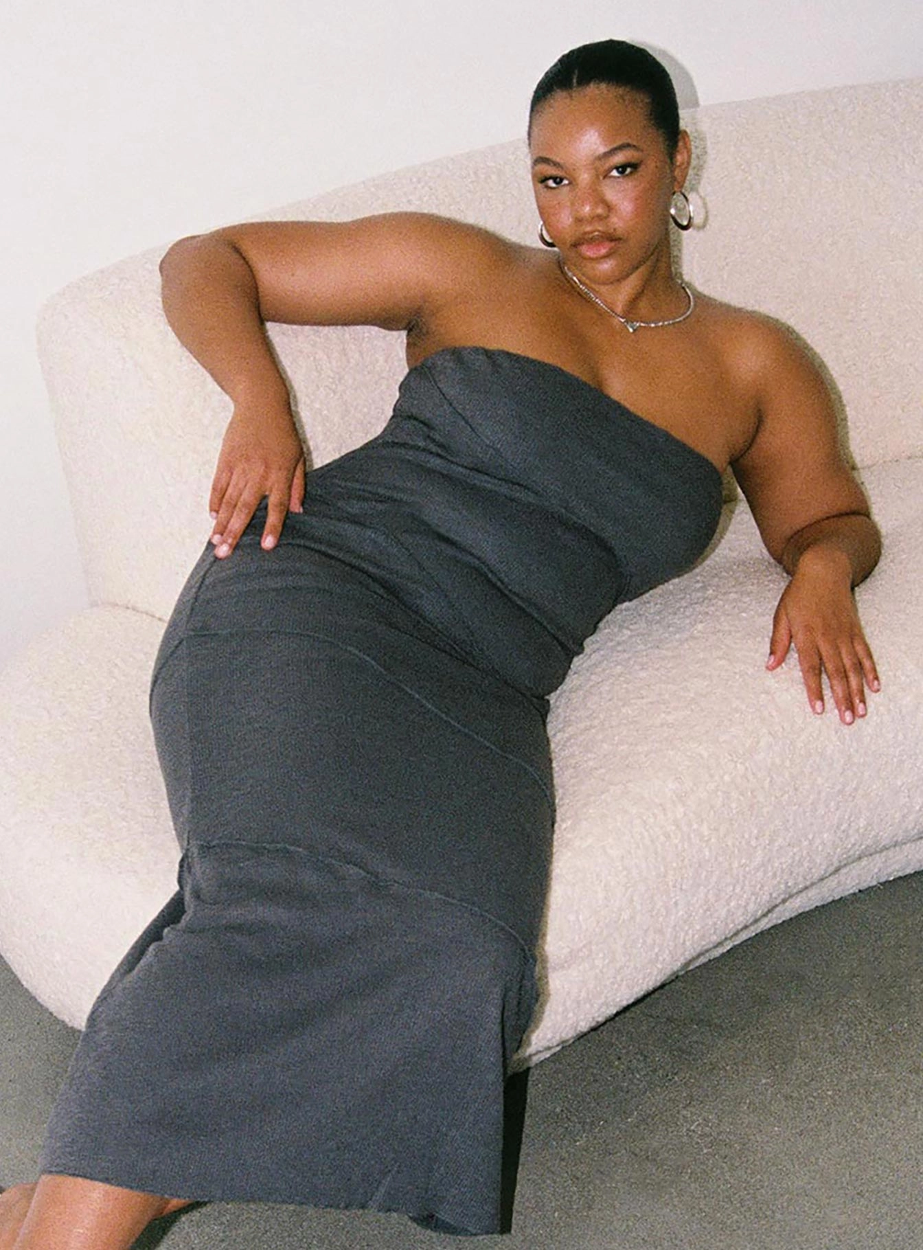 Oscar Midi Dress Grey Curve Fashion Look Pure Stitch
