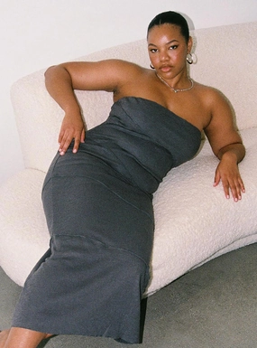 Oscar Midi Dress Grey Curve Fashion Look Pure Stitch