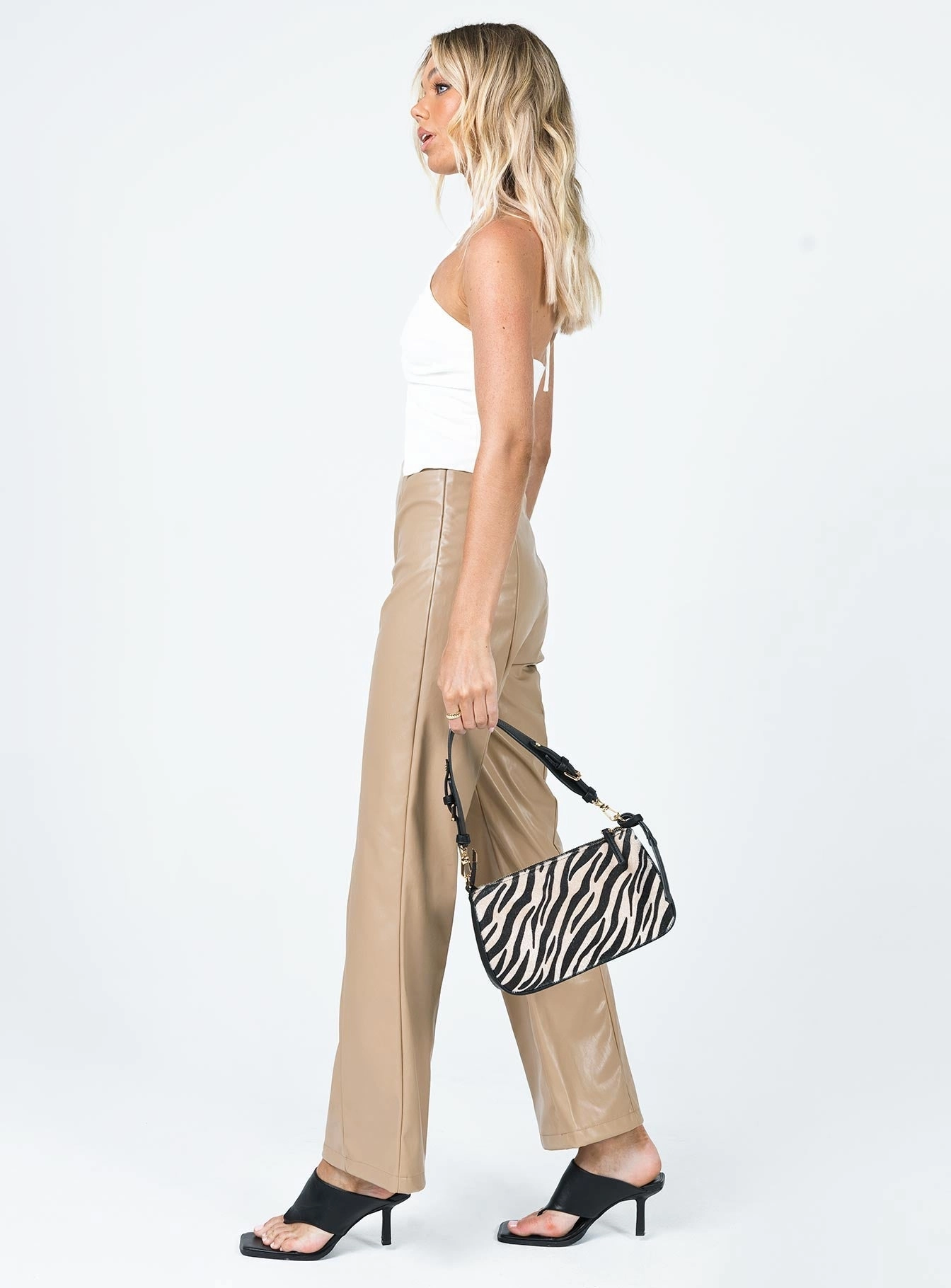 Easy Motion Adjustable Fit Gia Panel PU Pants Beige