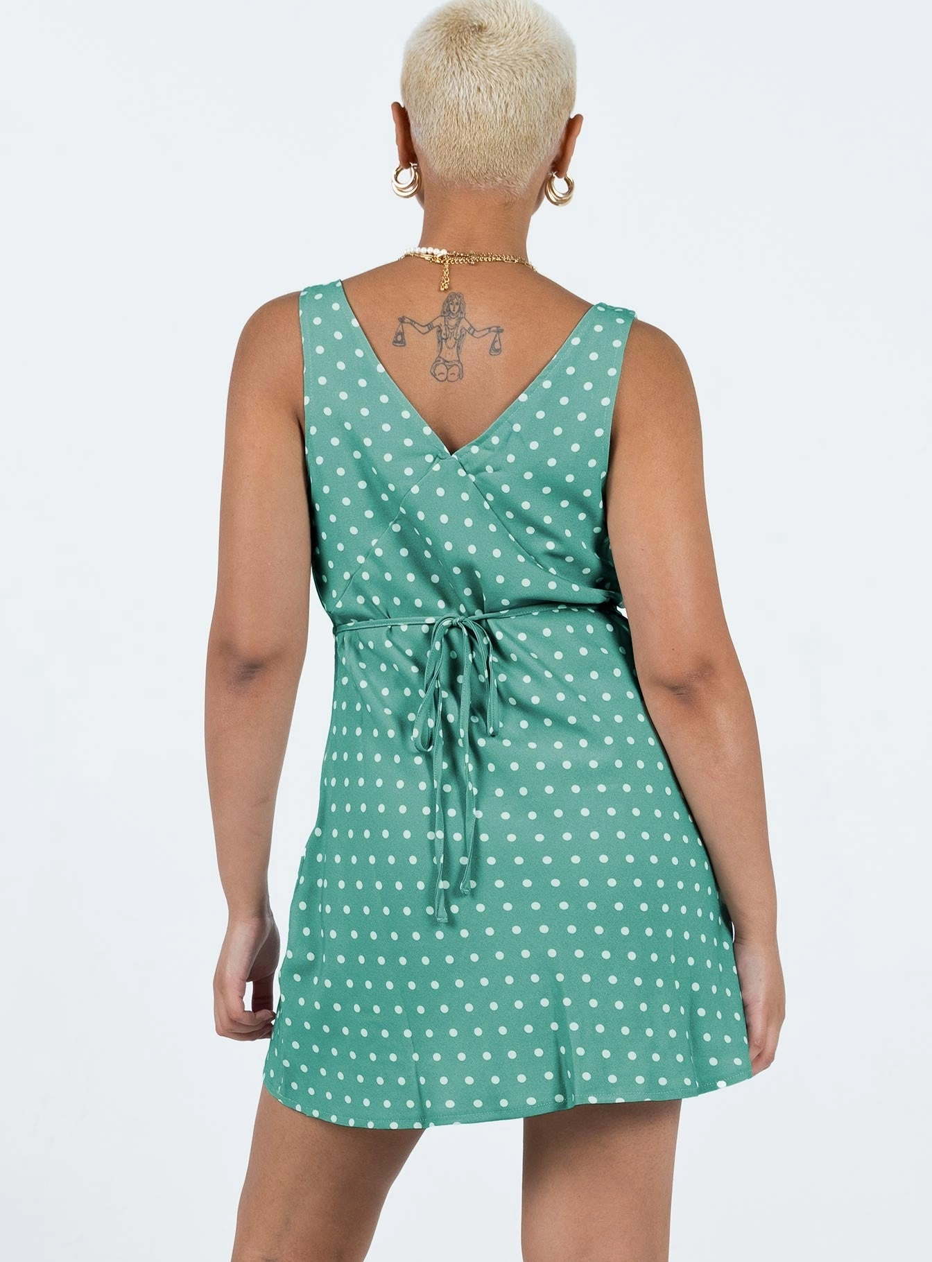 Nellie Mini Dress Green Polka Dot Formal dinner wear Stylish and Comfortable