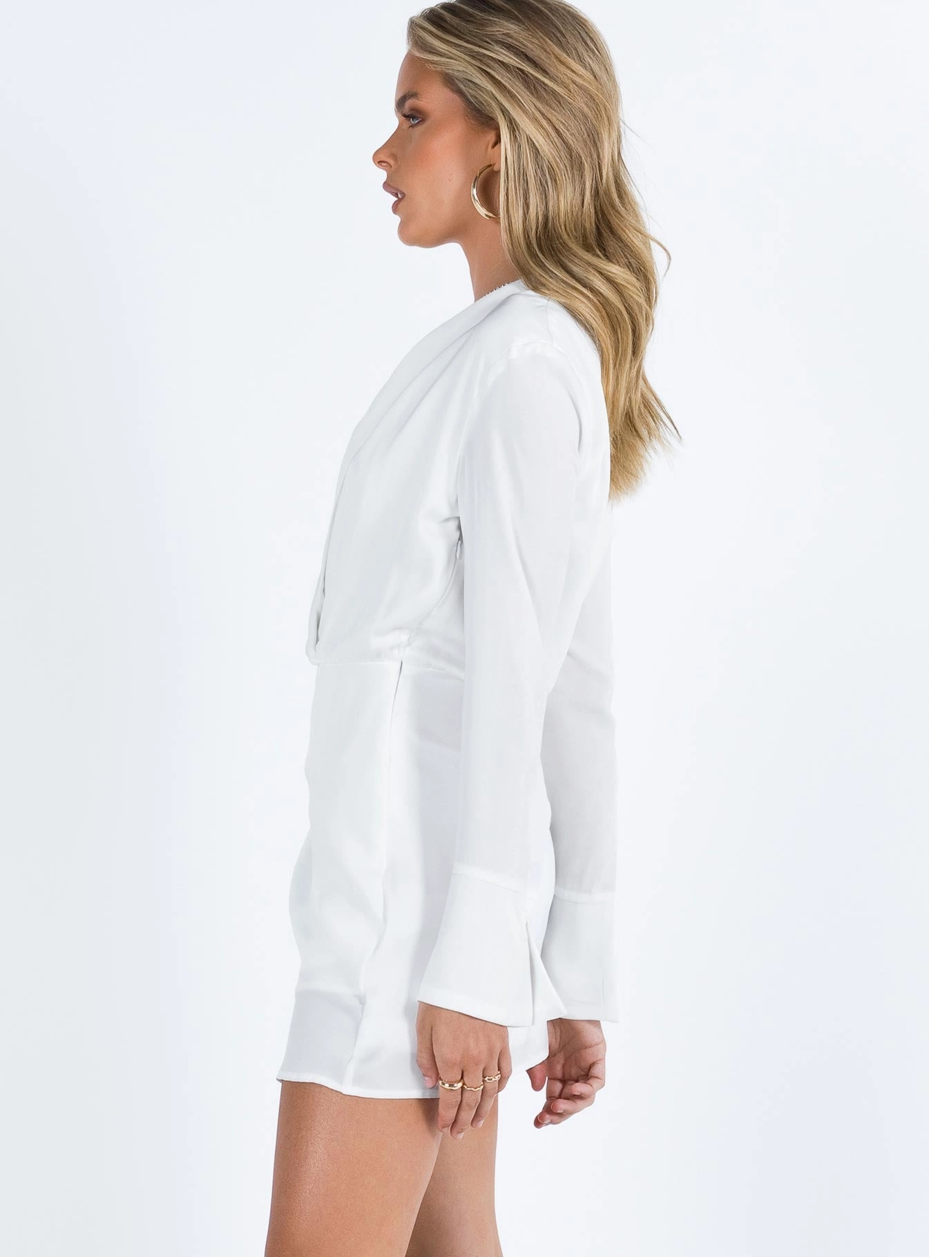 Triscay Long Sleeve Mini Dress White Euro Touch Printed-Fabric
