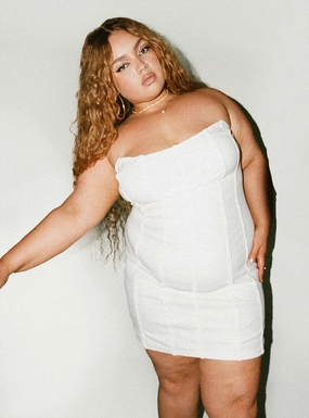 Geometric-pattern Tristian Mini Dress White Curve