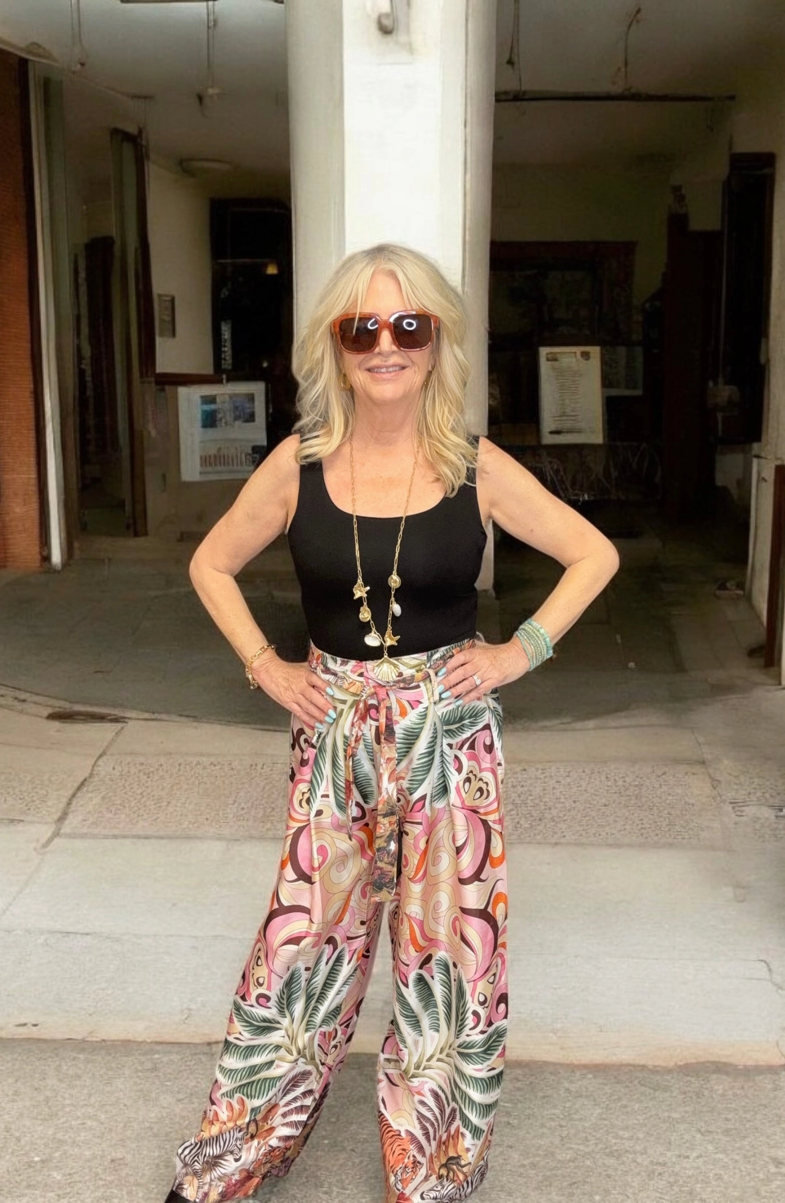 Day Comfort Tropical Tie Trousers Pink