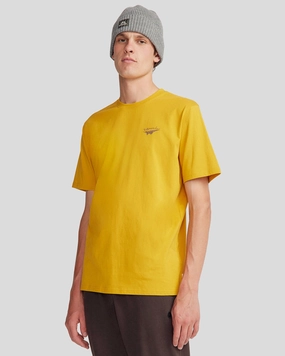 Holiday Comfort Style Distressed Hem Finish Men's Lizard Organic Cotton T-shirt - Golden