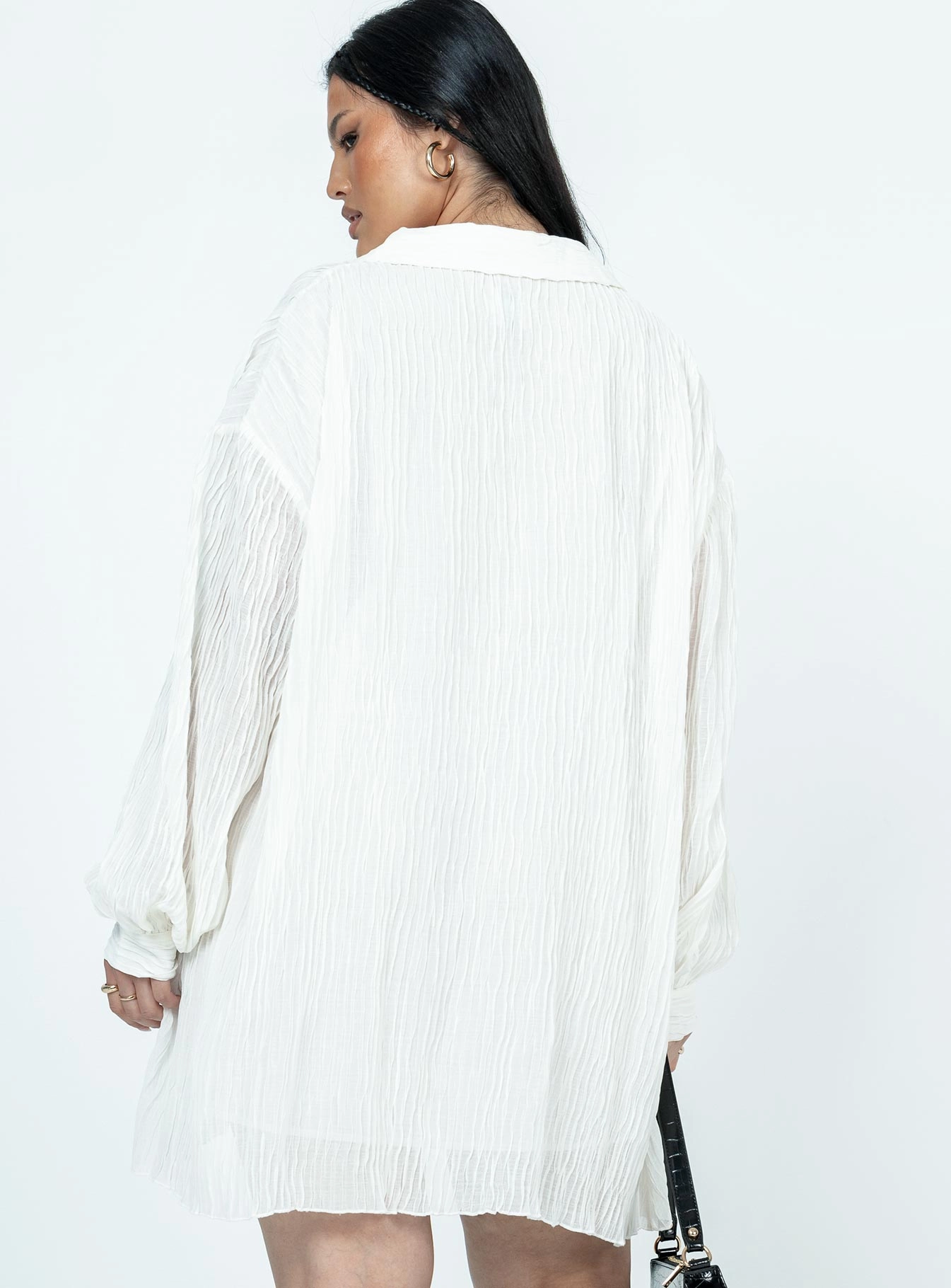 Easy Layering Tune In Shirt Dress White