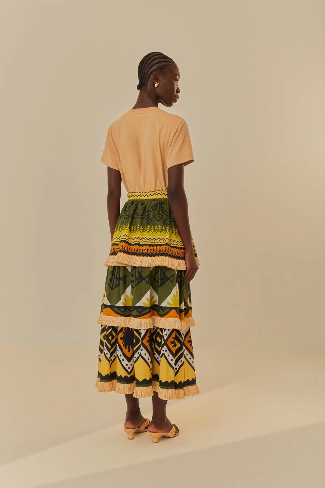 raw hem Green Creation Midi Skirt