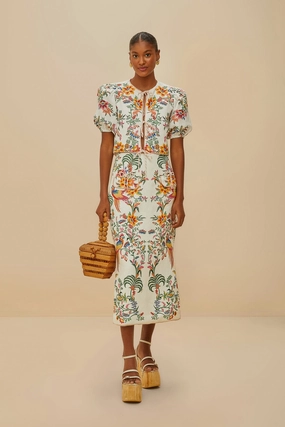 Off-White Delicate Forest Euroflax? Premium Linen Midi Skirt Chafe Resistant Non Irritating Seams