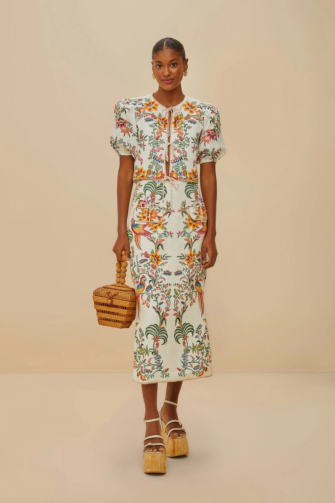 Off-White Delicate Forest Euroflax? Premium Linen Midi Skirt Chafe Resistant Non Irritating Seams